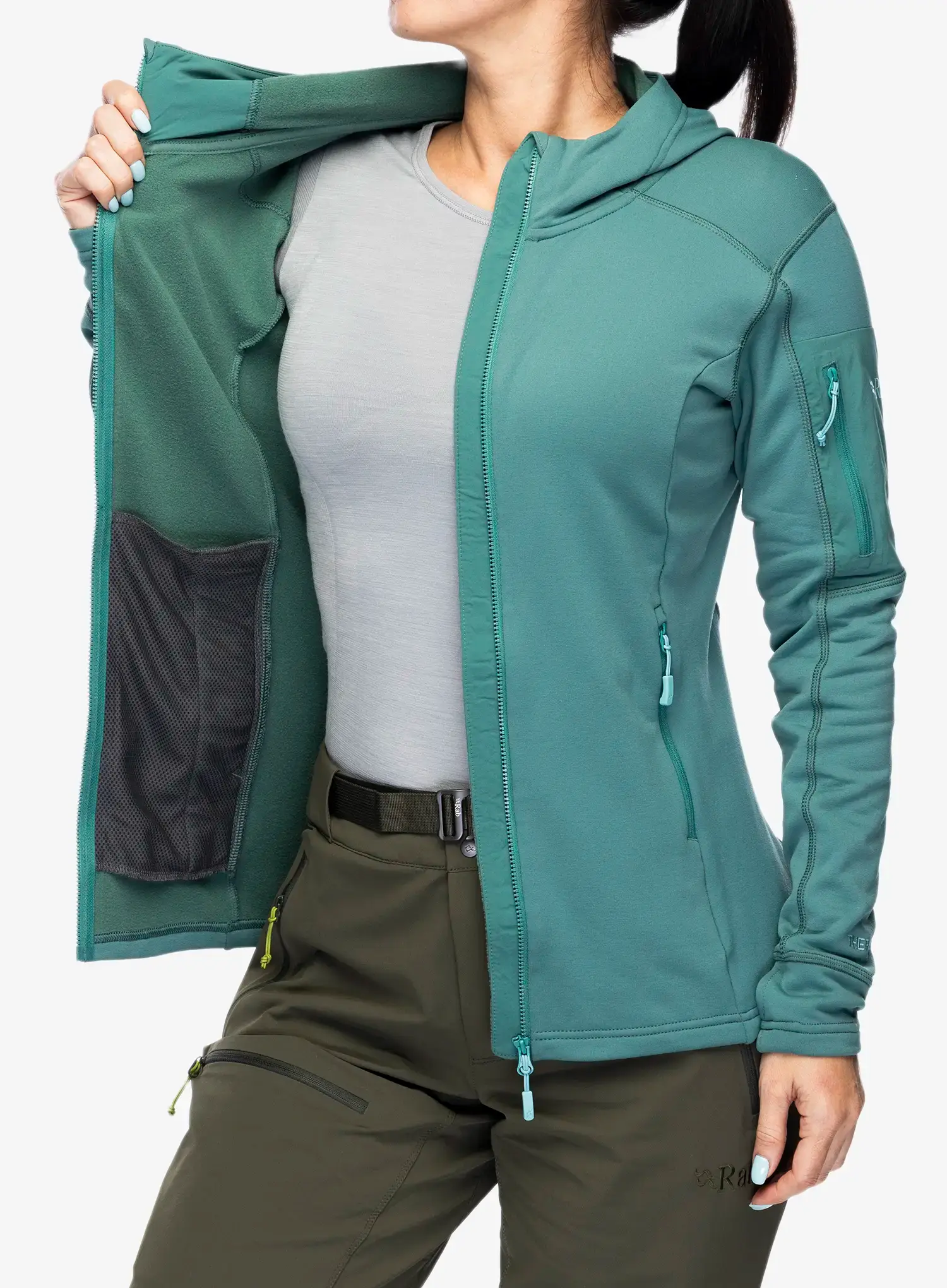 Fleece mikina dámská Rab Modulus Hoody - eucalyptus