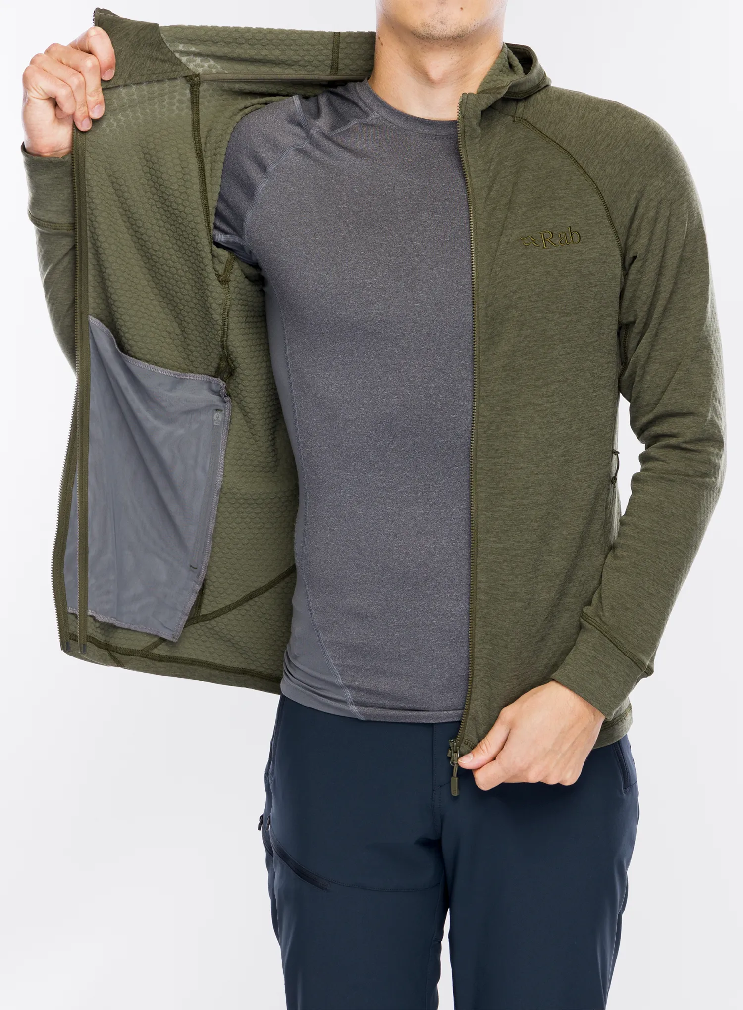 Mikina s kapucí Rab Nexus Hoody - olive/olive