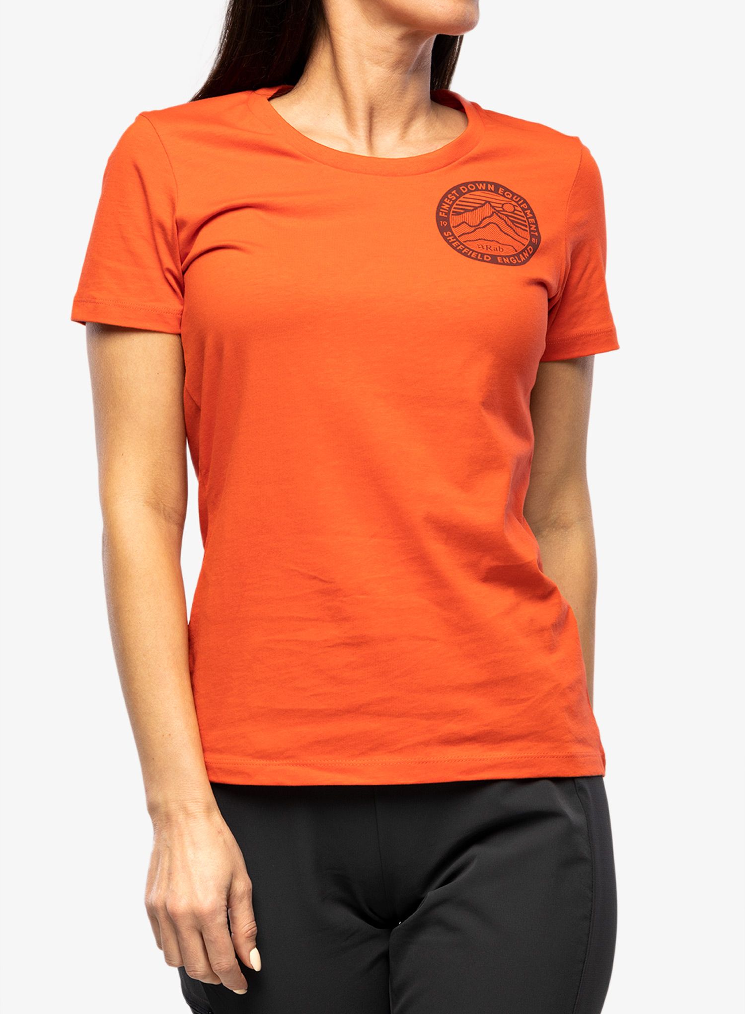 Bavlněné tričko dámské Rab Stance 3 Peaks Tee - red grapefruit