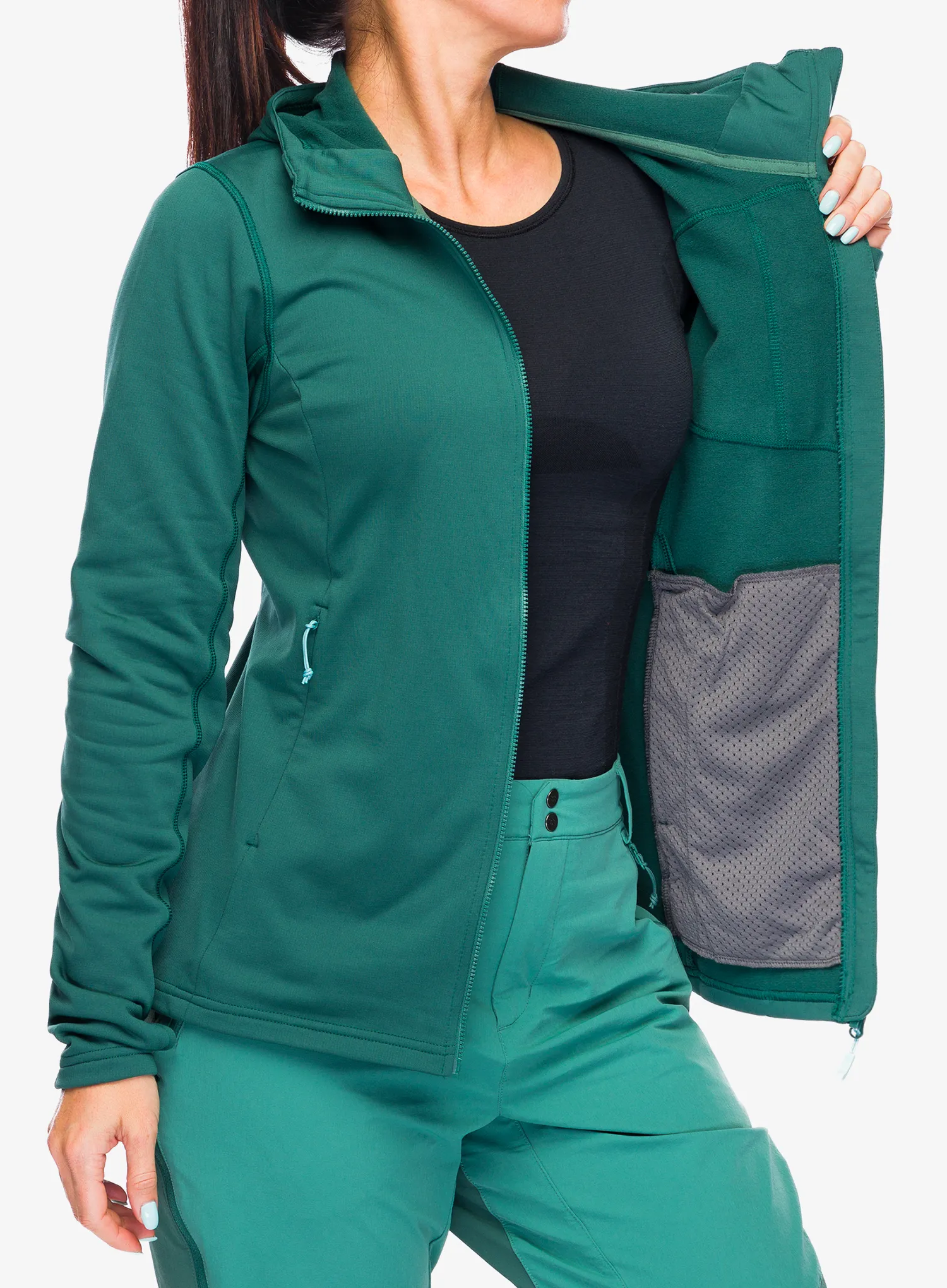 Dámská mikina s kapucí Rab Superflux Hoody - green slate