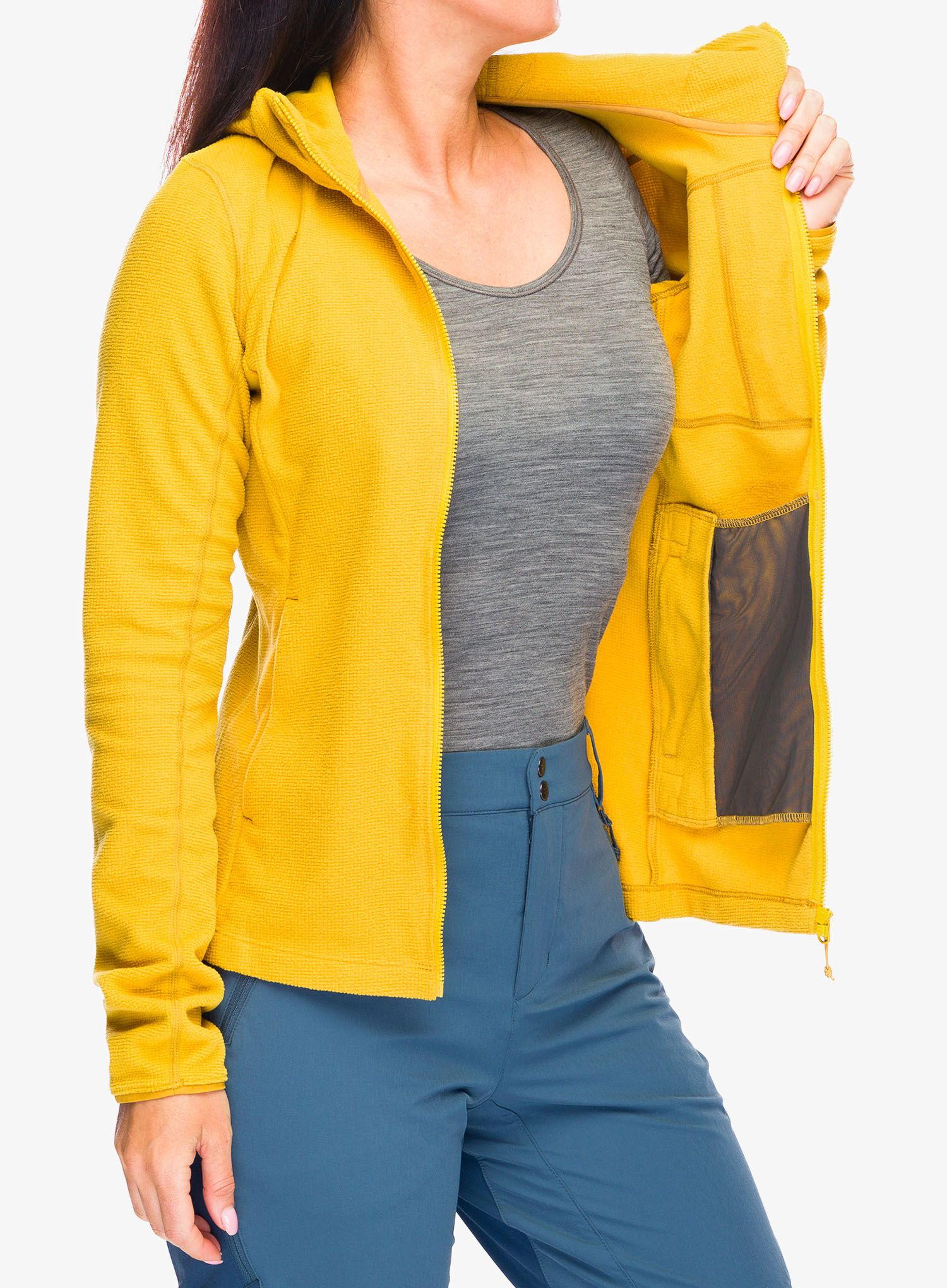 Dámská mikina s kapucí Rab Tecton Hoody - sahara