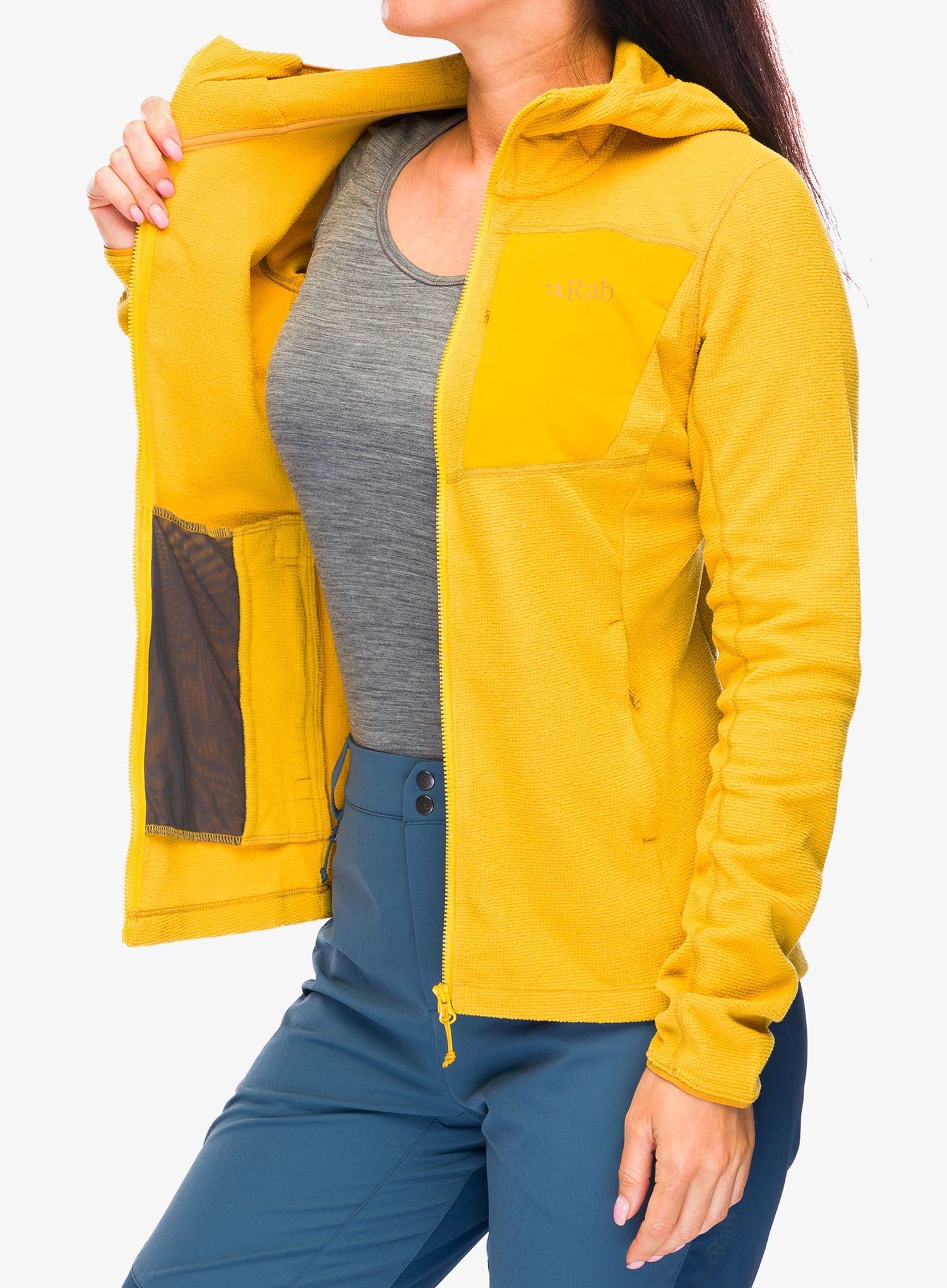 Dámská mikina s kapucí Rab Tecton Hoody - sahara