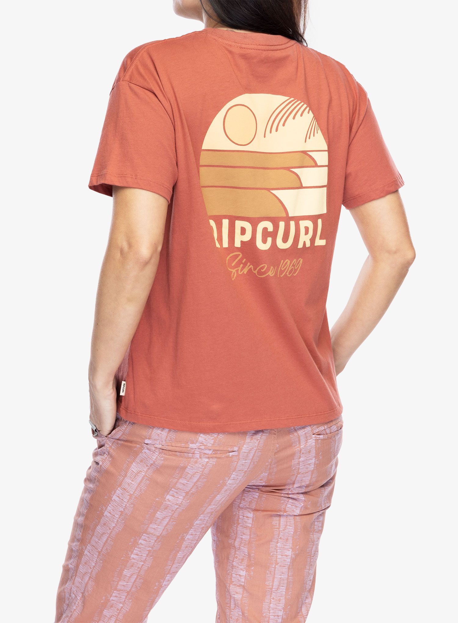 Dámské tričko s potiskem Rip Curl Line Up Relaxed Tee - maroon