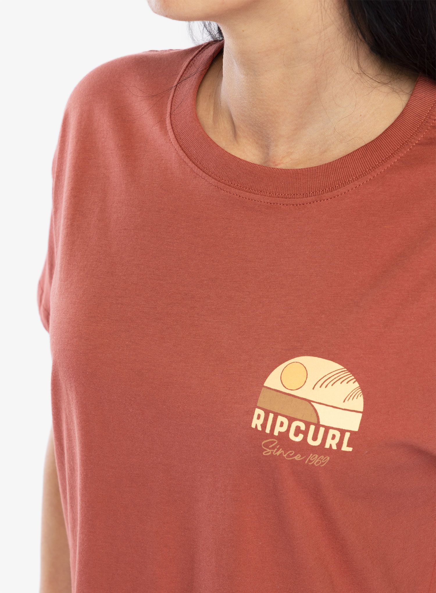 Dámské tričko s potiskem Rip Curl Line Up Relaxed Tee - maroon