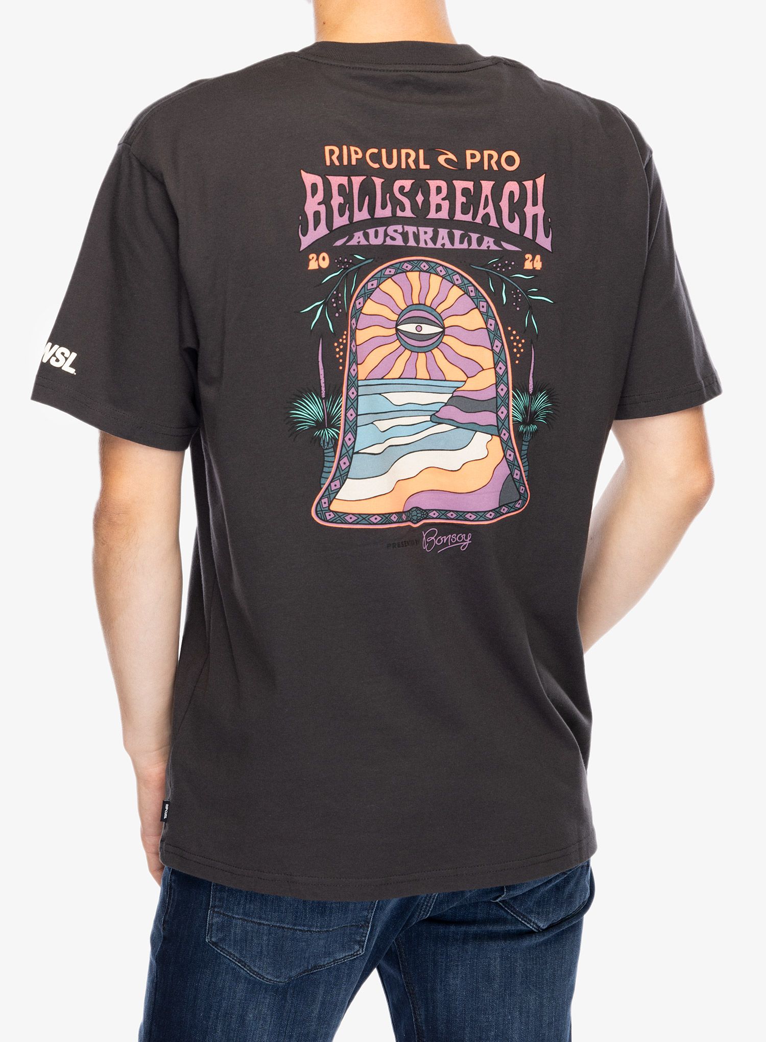 Bavlněné tričko Rip Curl Pro 24 Line Up Tee - washed black