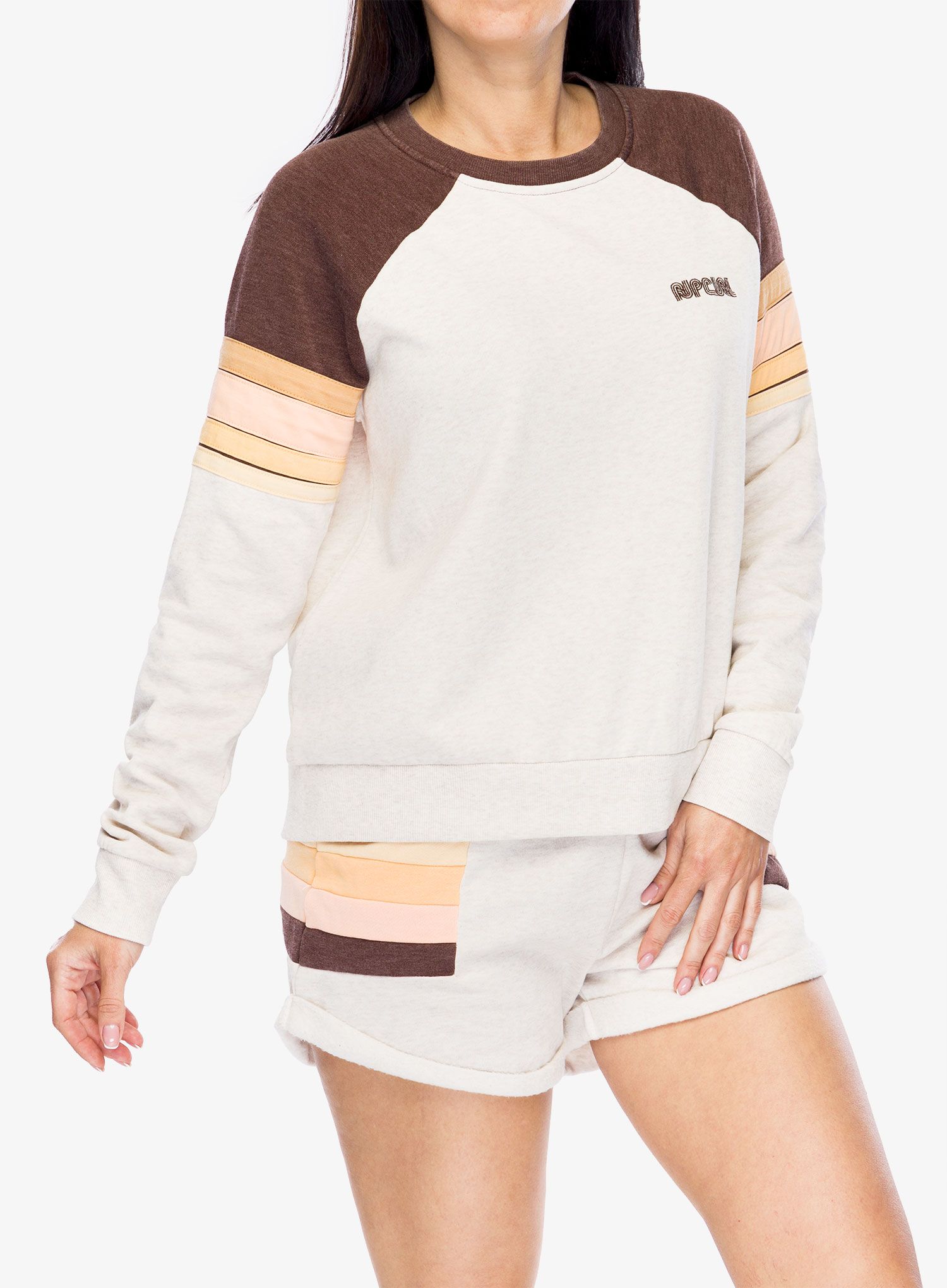 Dámská mikina bez kapuce Rip Curl Surf Revival Raglan Crew - oatmeal marle