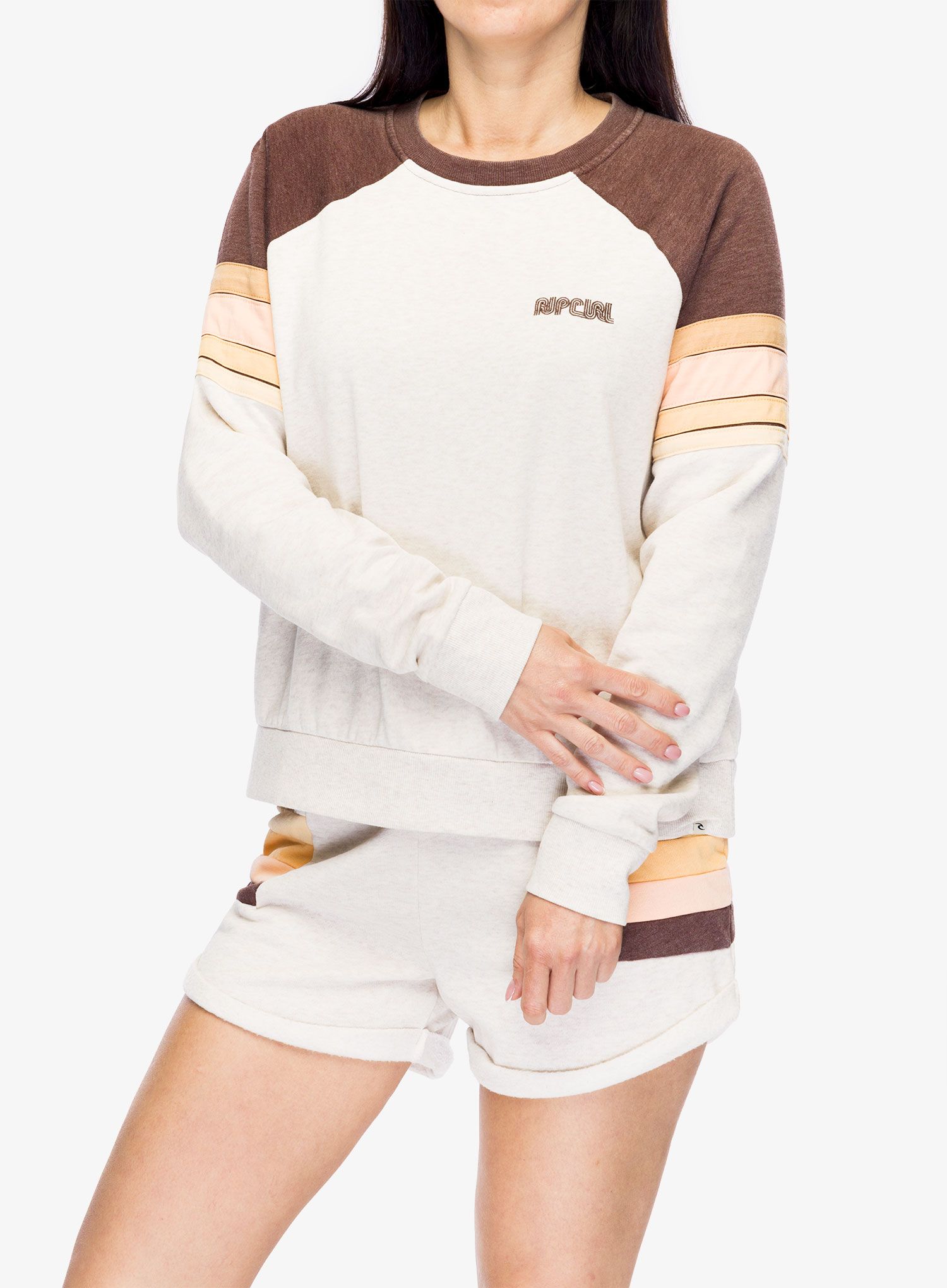 Dámská mikina bez kapuce Rip Curl Surf Revival Raglan Crew - oatmeal marle