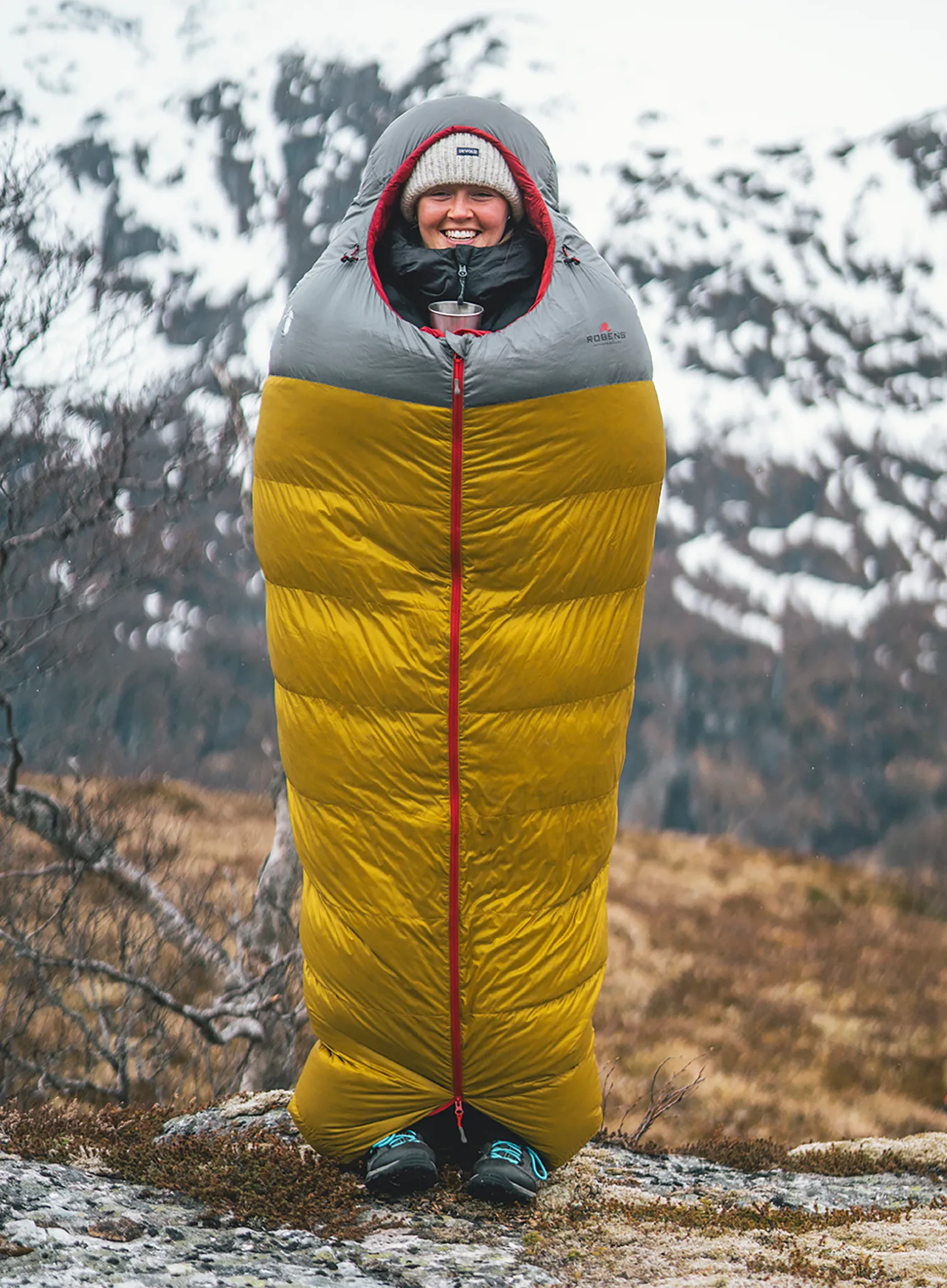 Péřový spacák Robens Couloir 750 (195 cm) - grey/yellow