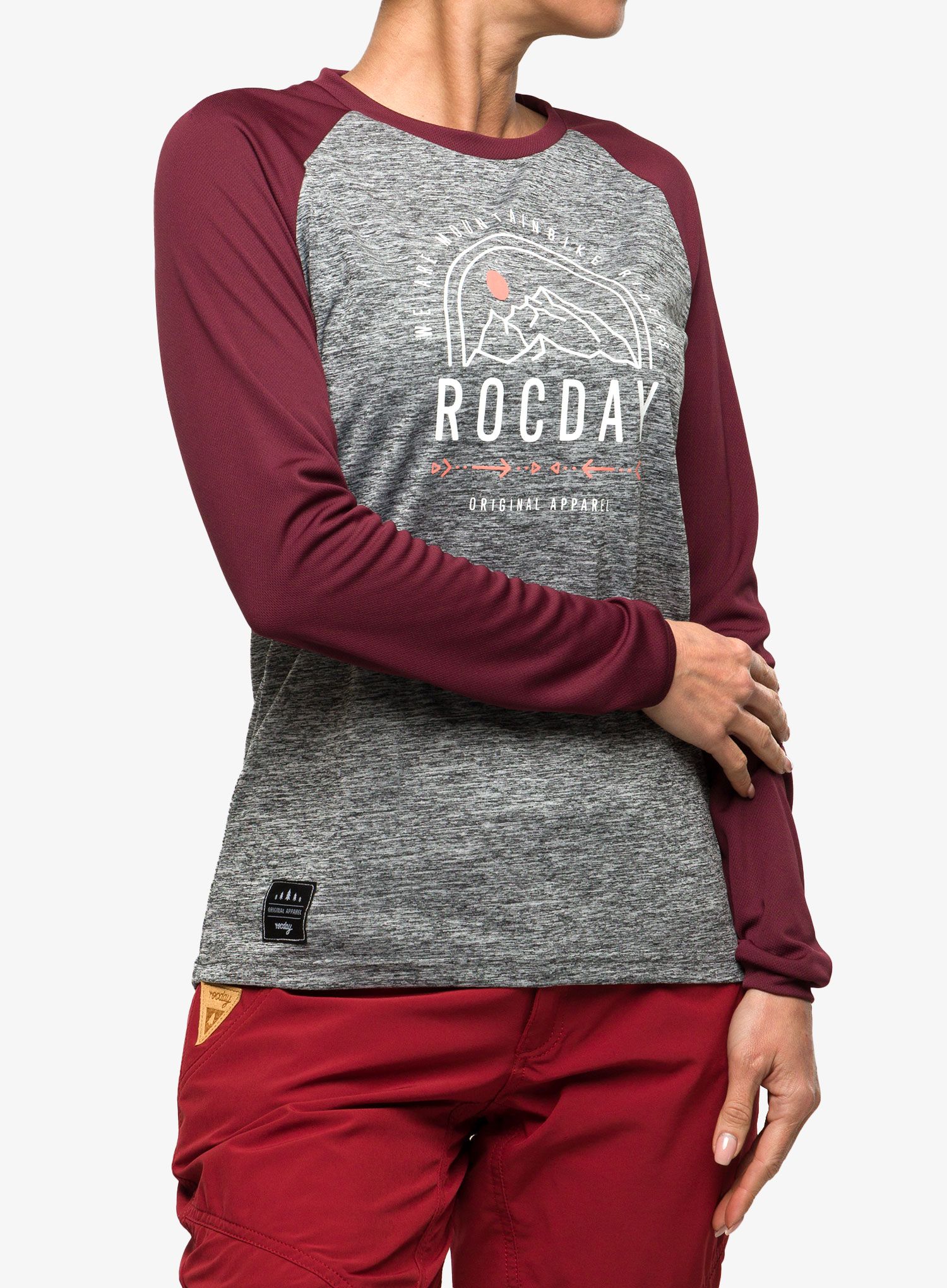 Cyklistická mikina dámská Rocday Camber - melange/burgundy