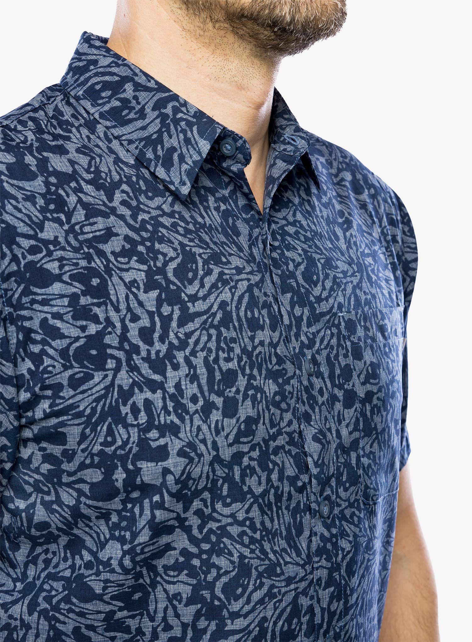 Košile Royal Robbins Amp Lite Printed S/S - deep blue fortuna pt