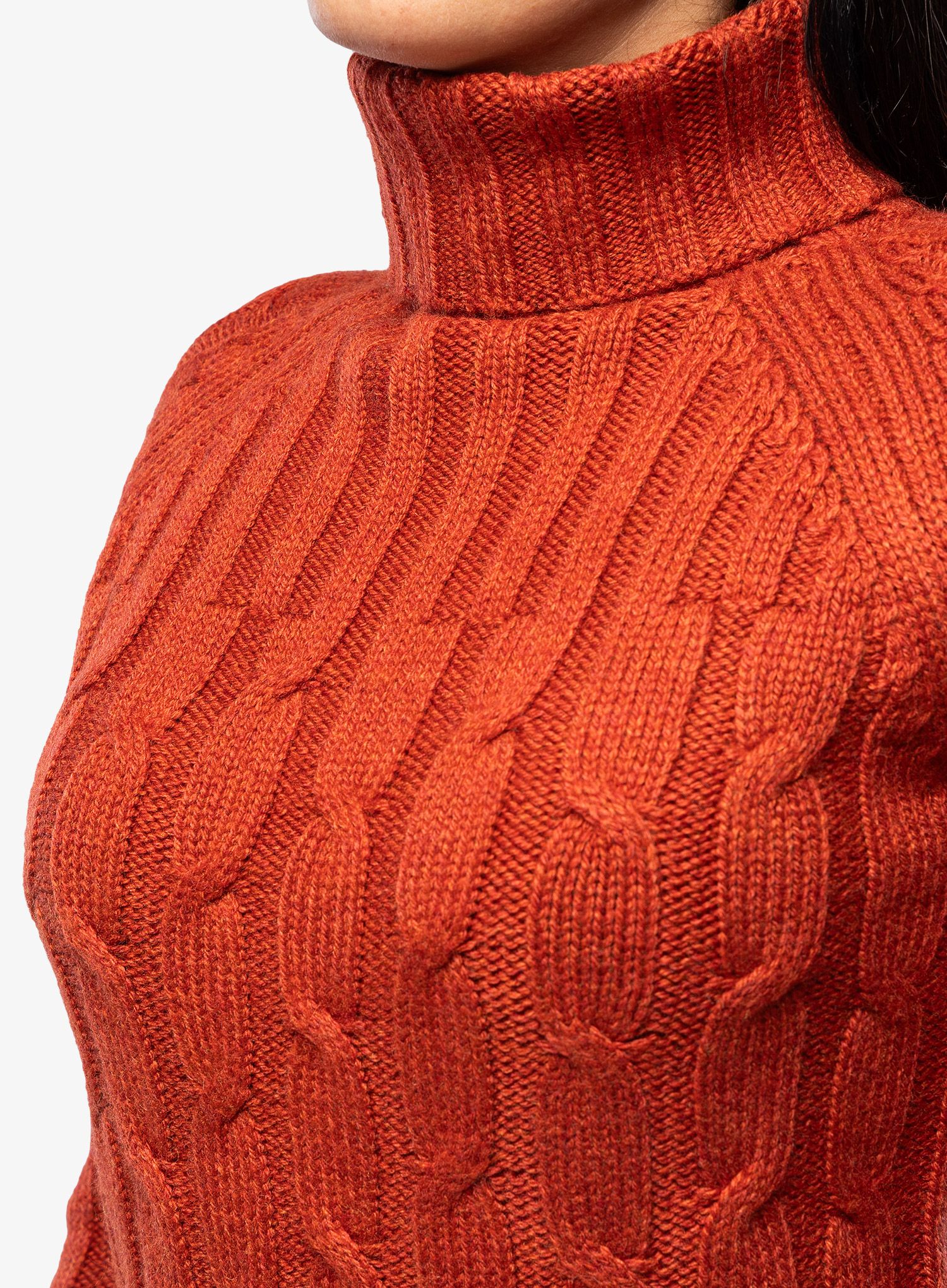 Dámský svetr Royal Robbins Baylands Cable Turtleneck - redwood htr