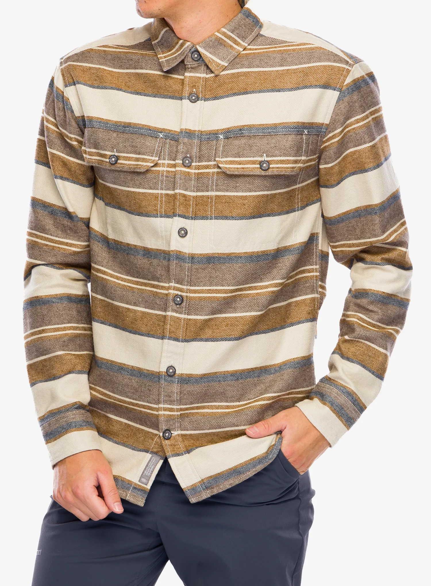 Turistická košile Royal Robbins Clouds Rest Hemp LS - bistre pacific crest stripe