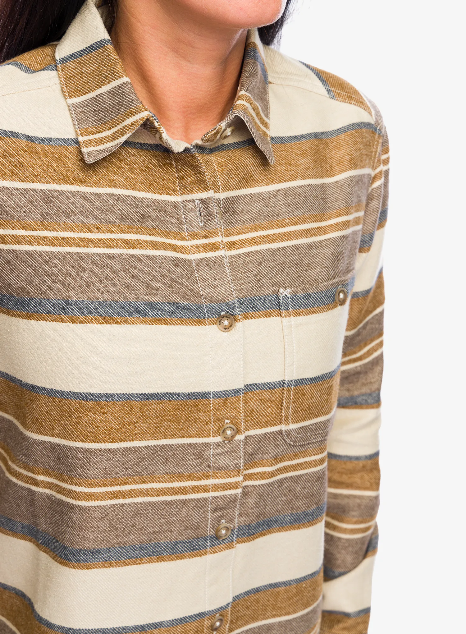 Dámská turistická košile Royal Robbins Clouds Rest Hemp LS - bistre pacific crest stripe