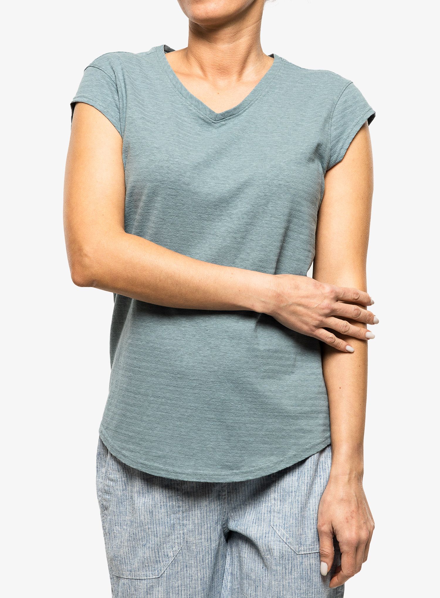 Dámské tričko Royal Robbins Vacationer V-Neck SS - lt slate