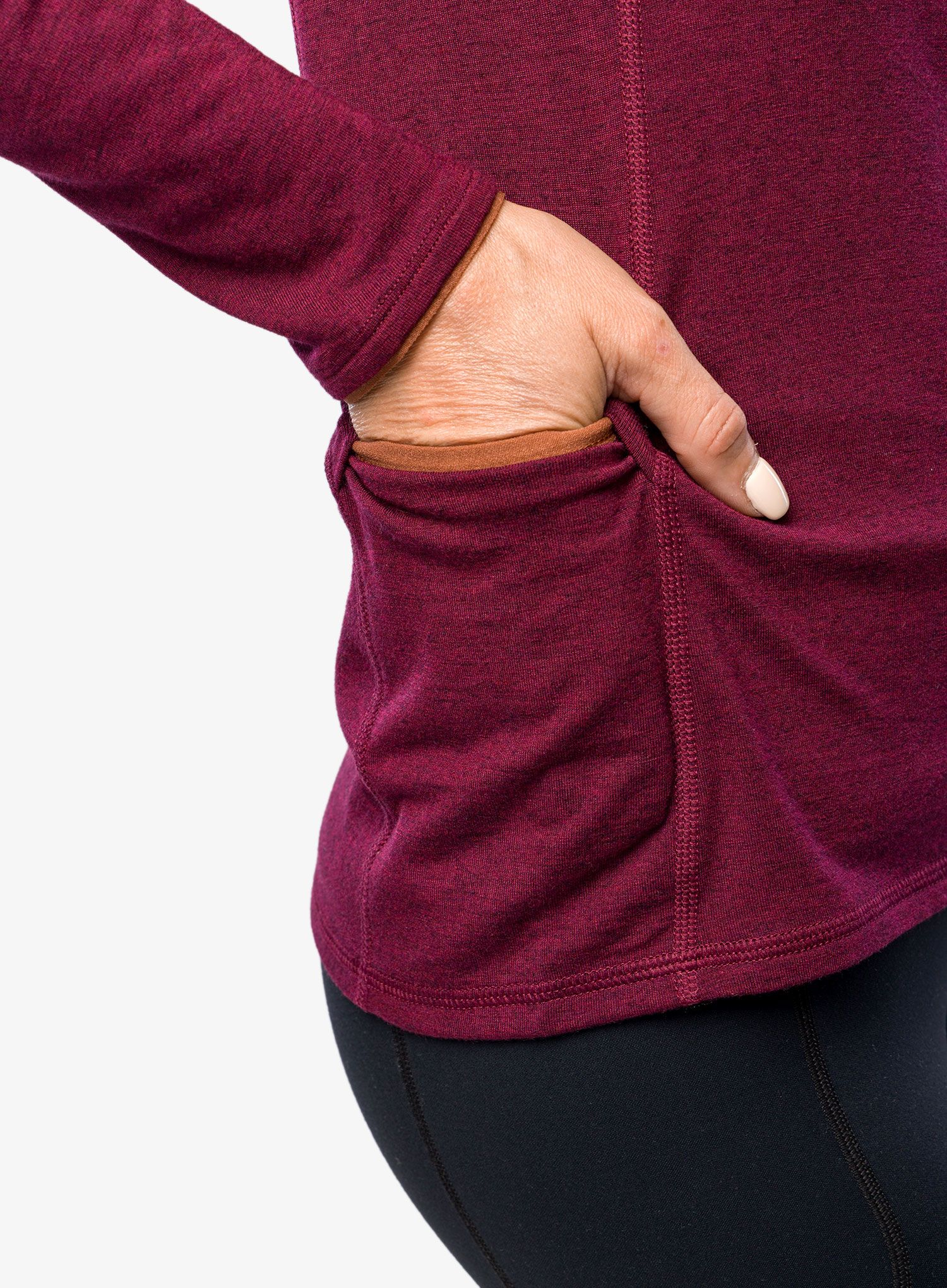 Dámská mikina Royal Robbins VentureLayer 200 1/4 Zip LS - burnt grape htr