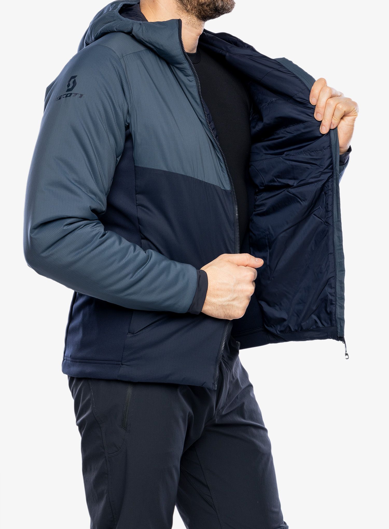 Zateplená bunda SCOTT Hoody M's Insuloft Light - metal blue/dark blue