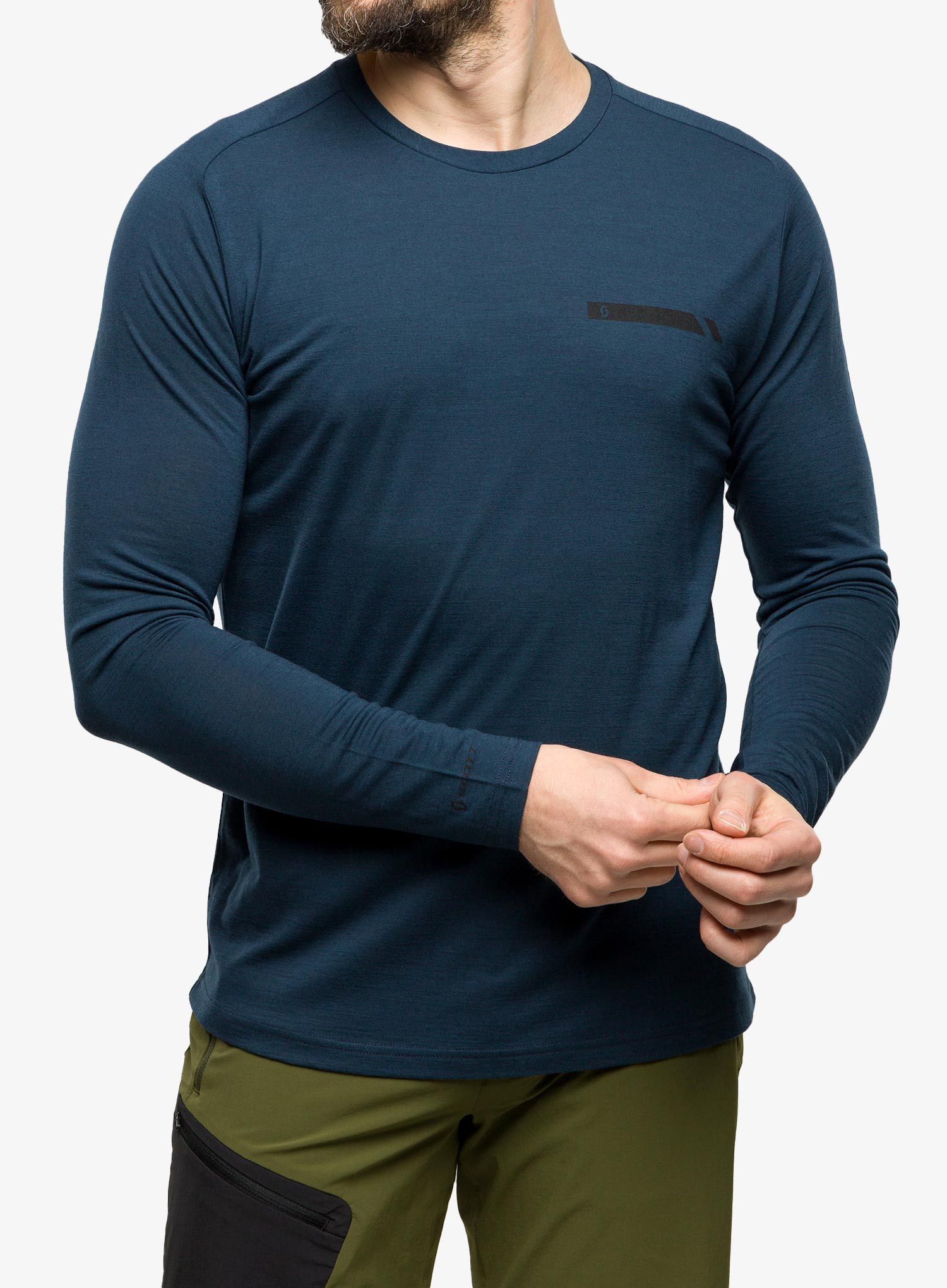Mikina na běhání SCOTT Defined Merino L/S - metal blue