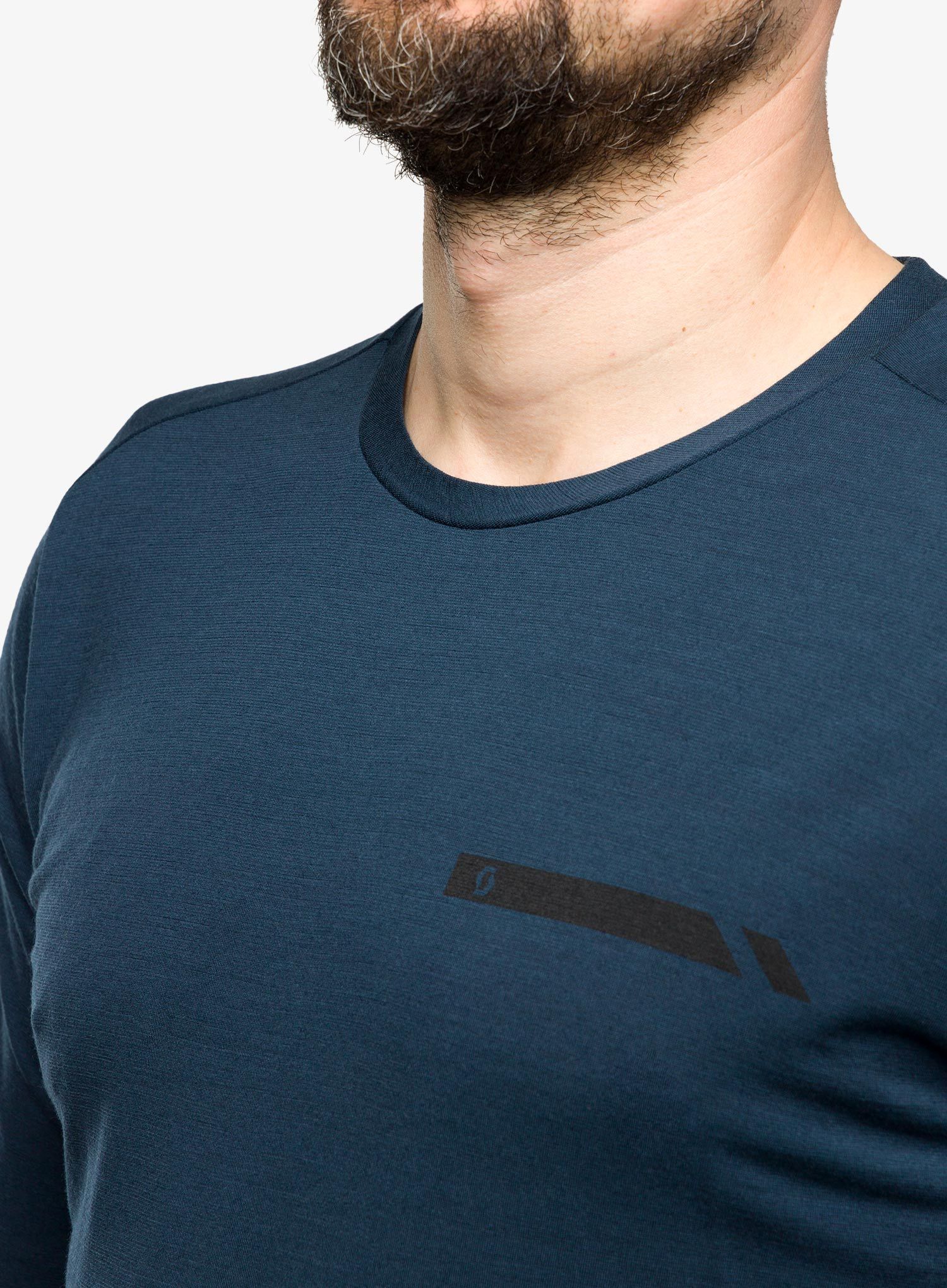 Mikina na běhání SCOTT Defined Merino L/S - metal blue