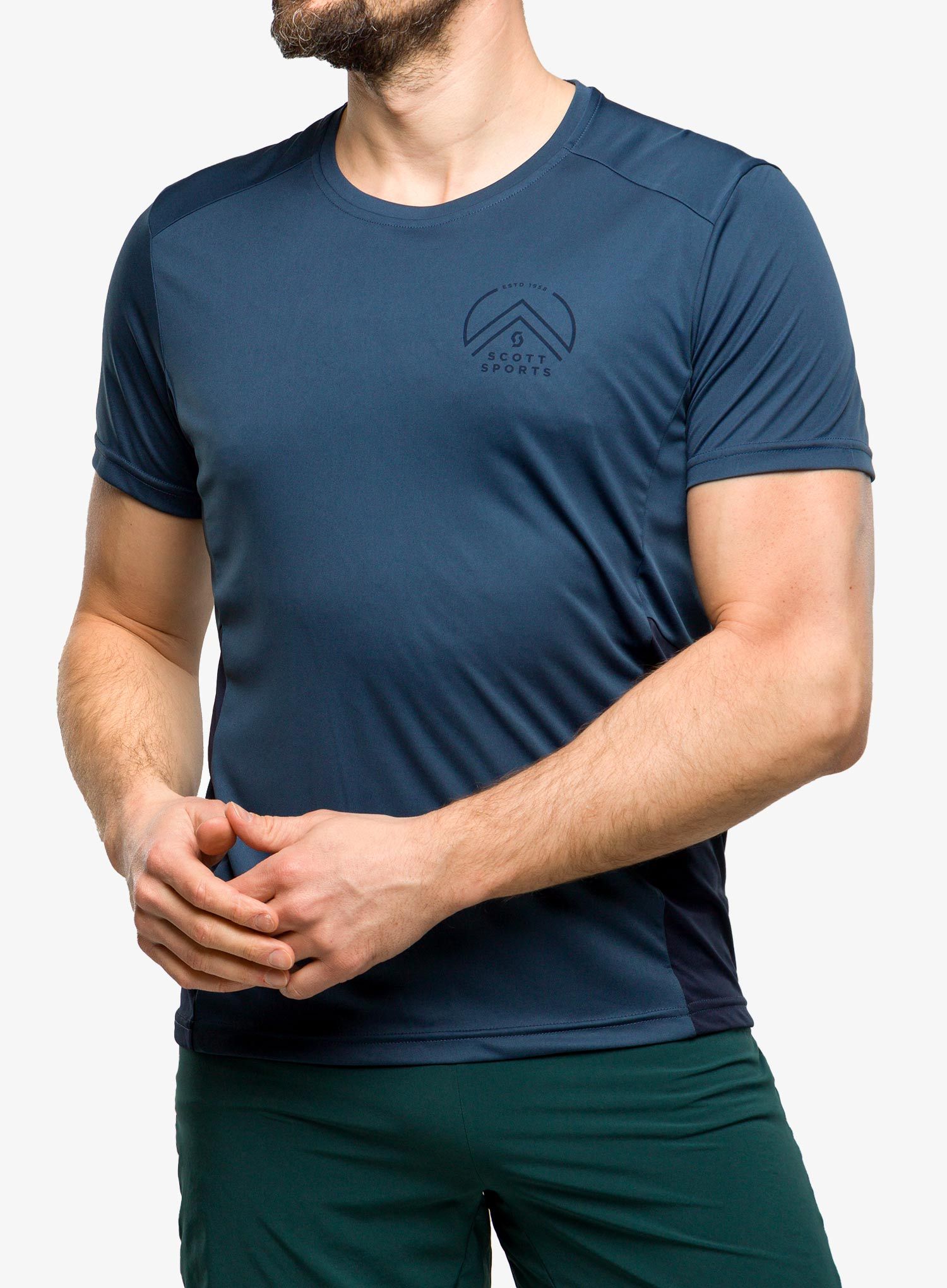 Rychleschnoucí triko SCOTT Endurance Tech S/S - metal blue/dark blue
