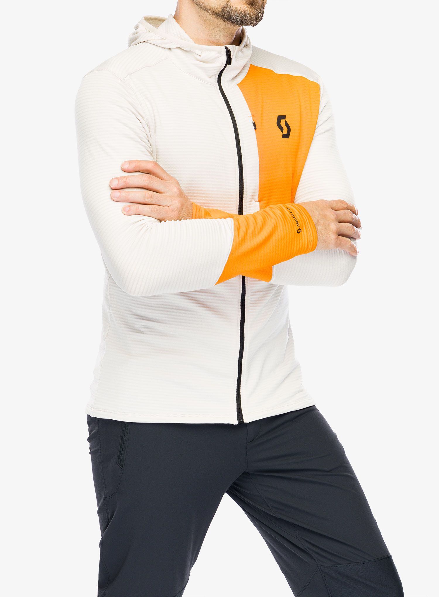 Fleece mikina SCOTT Hoody Defined Light - dust white/flash orange