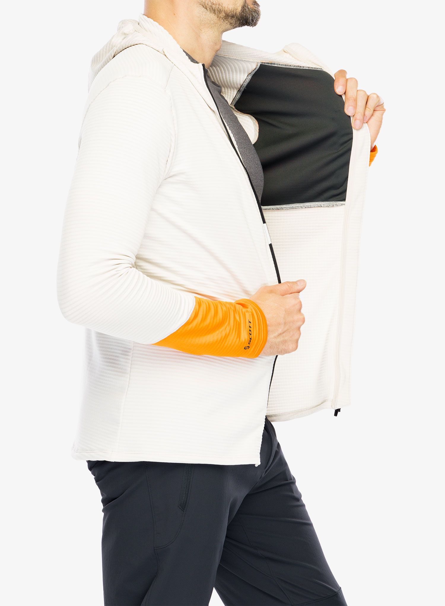 Fleece mikina SCOTT Hoody Defined Light - dust white/flash orange