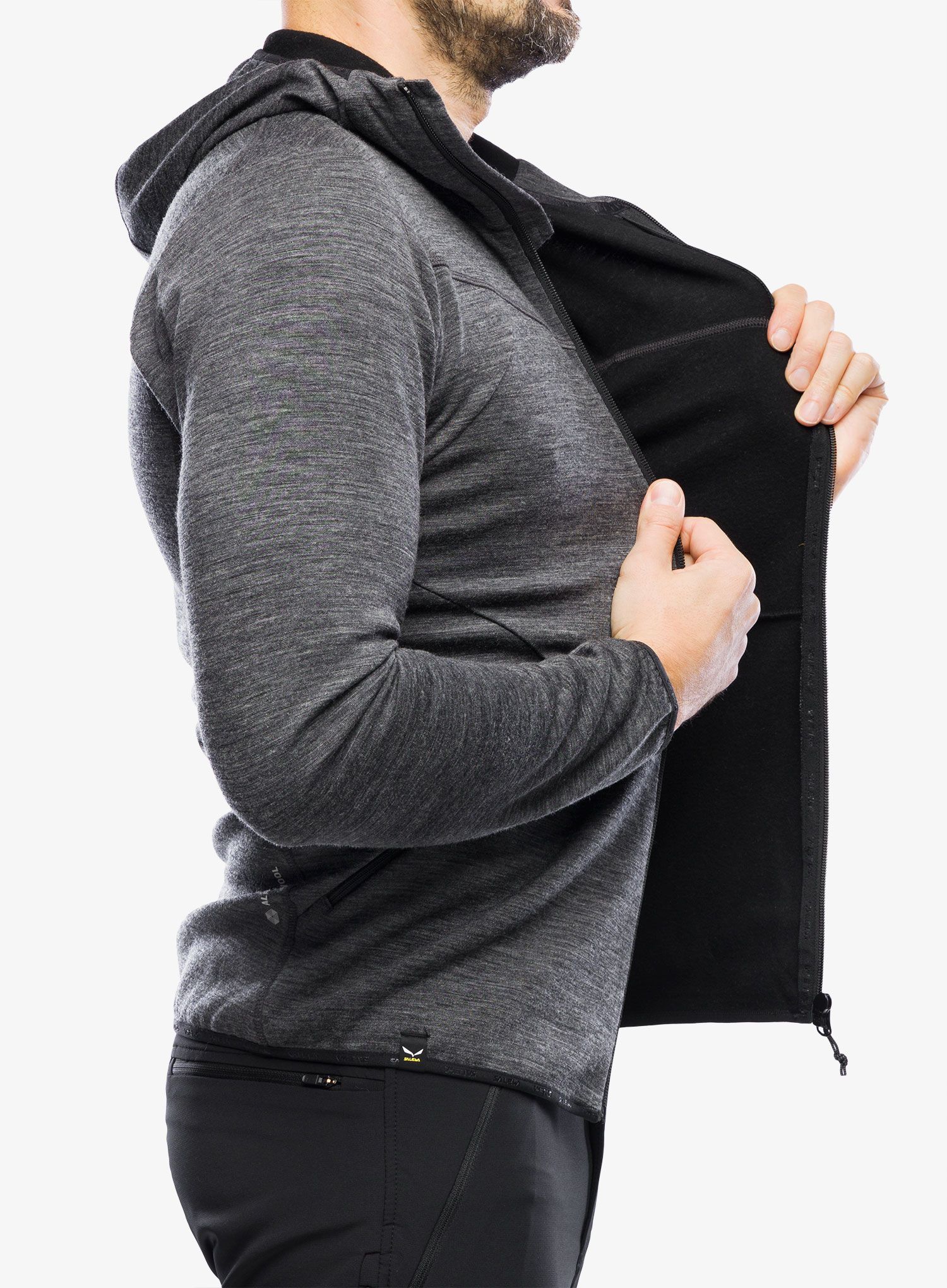 Pánská mikina Salewa Nuvolao Alpine Wool Jacket - black out