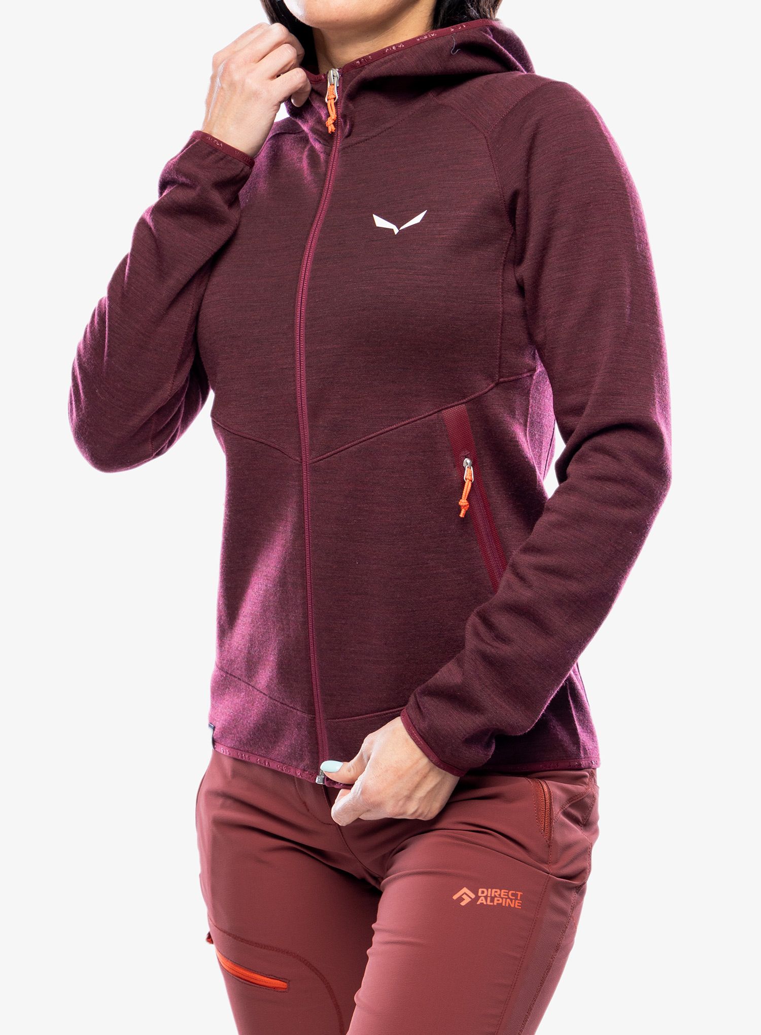 Dámská mikina Salewa Nuvolao Alpine Wool Jacket - rhodo red