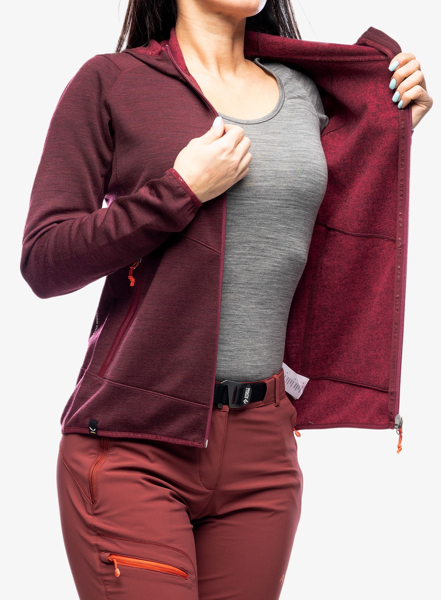 Dámská mikina Salewa Nuvolao Alpine Wool Jacket - rhodo red