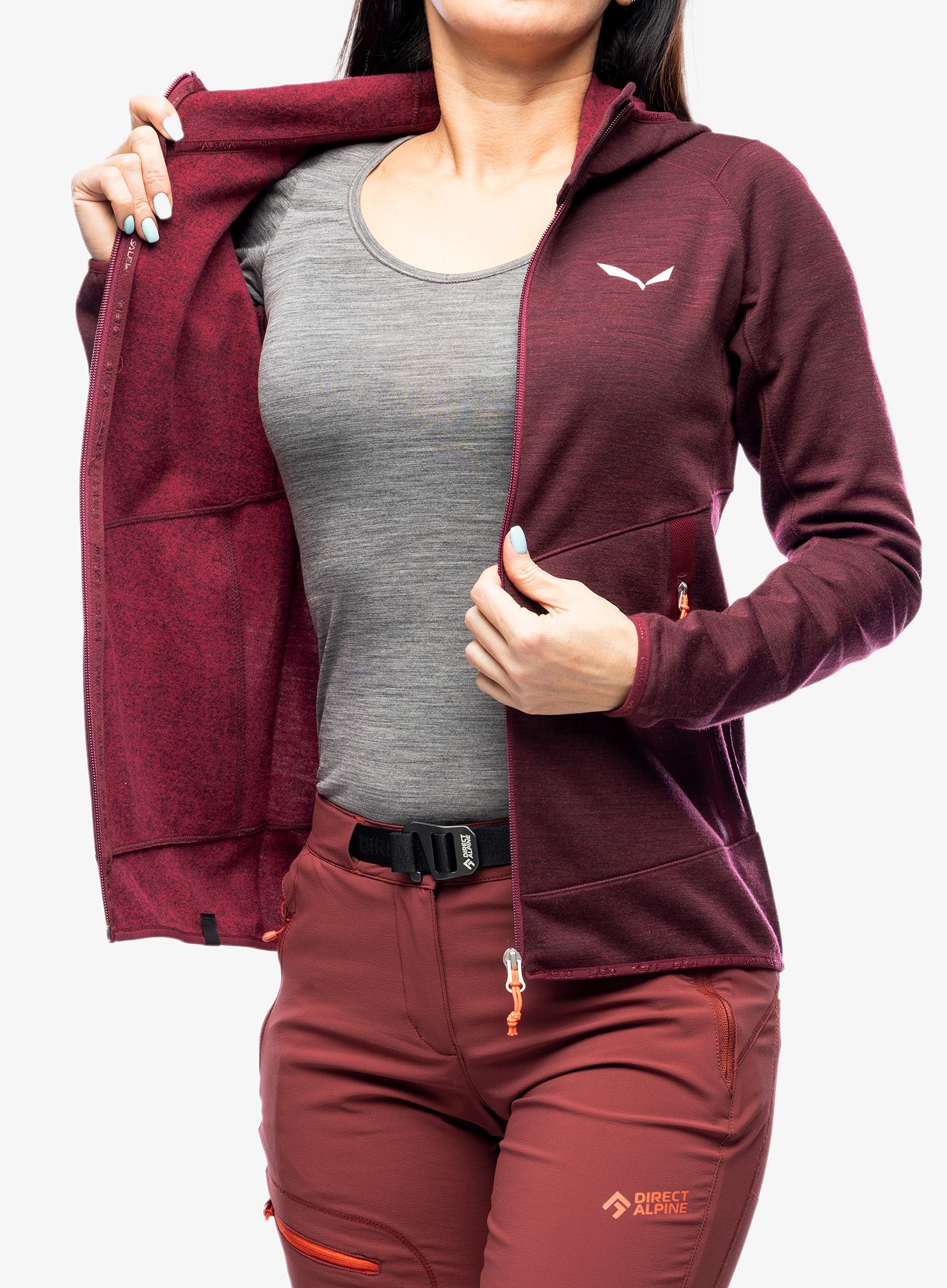 Dámská mikina Salewa Nuvolao Alpine Wool Jacket - rhodo red