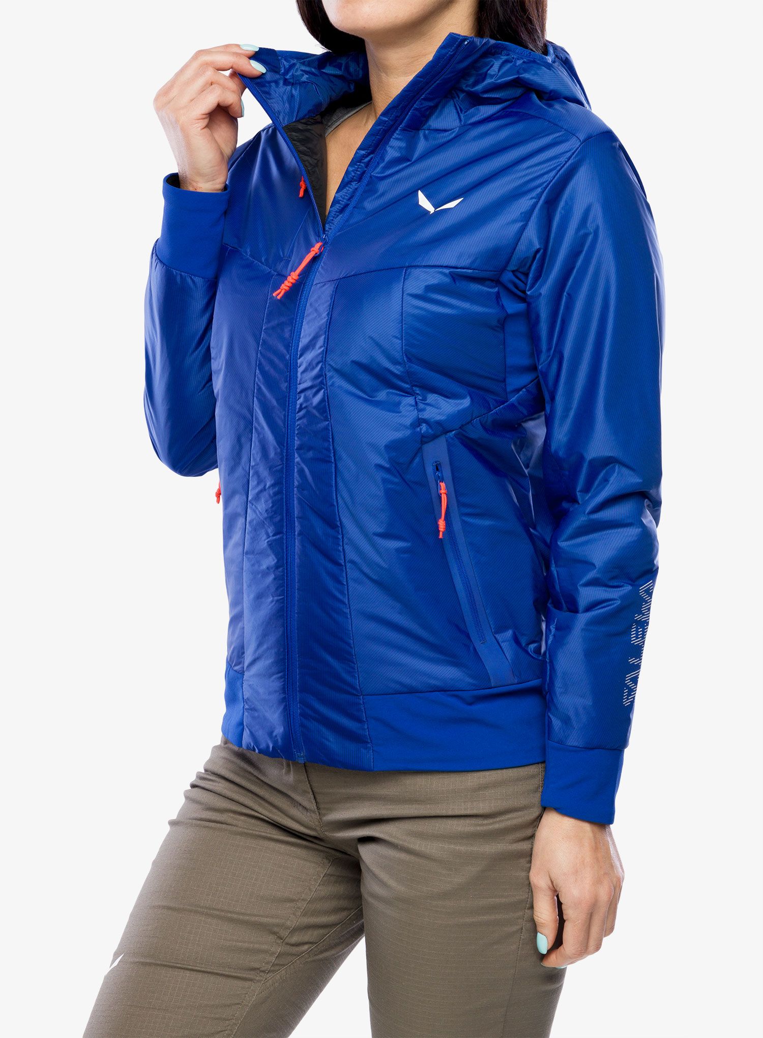 Dámská hybridní bunda Salewa Pedroc Hybrid TWR Hooded Jacket - electric
