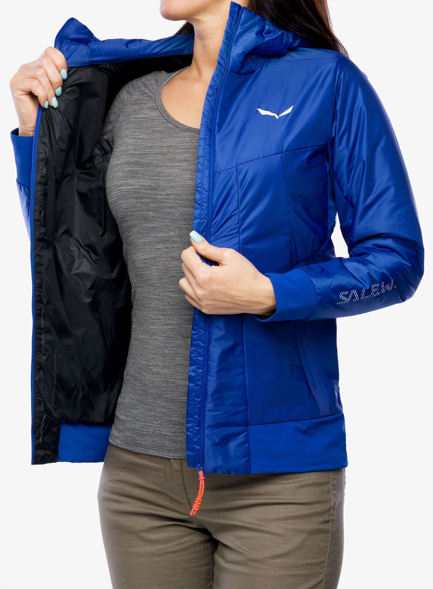 Dámská hybridní bunda Salewa Pedroc Hybrid TWR Hooded Jacket - electric