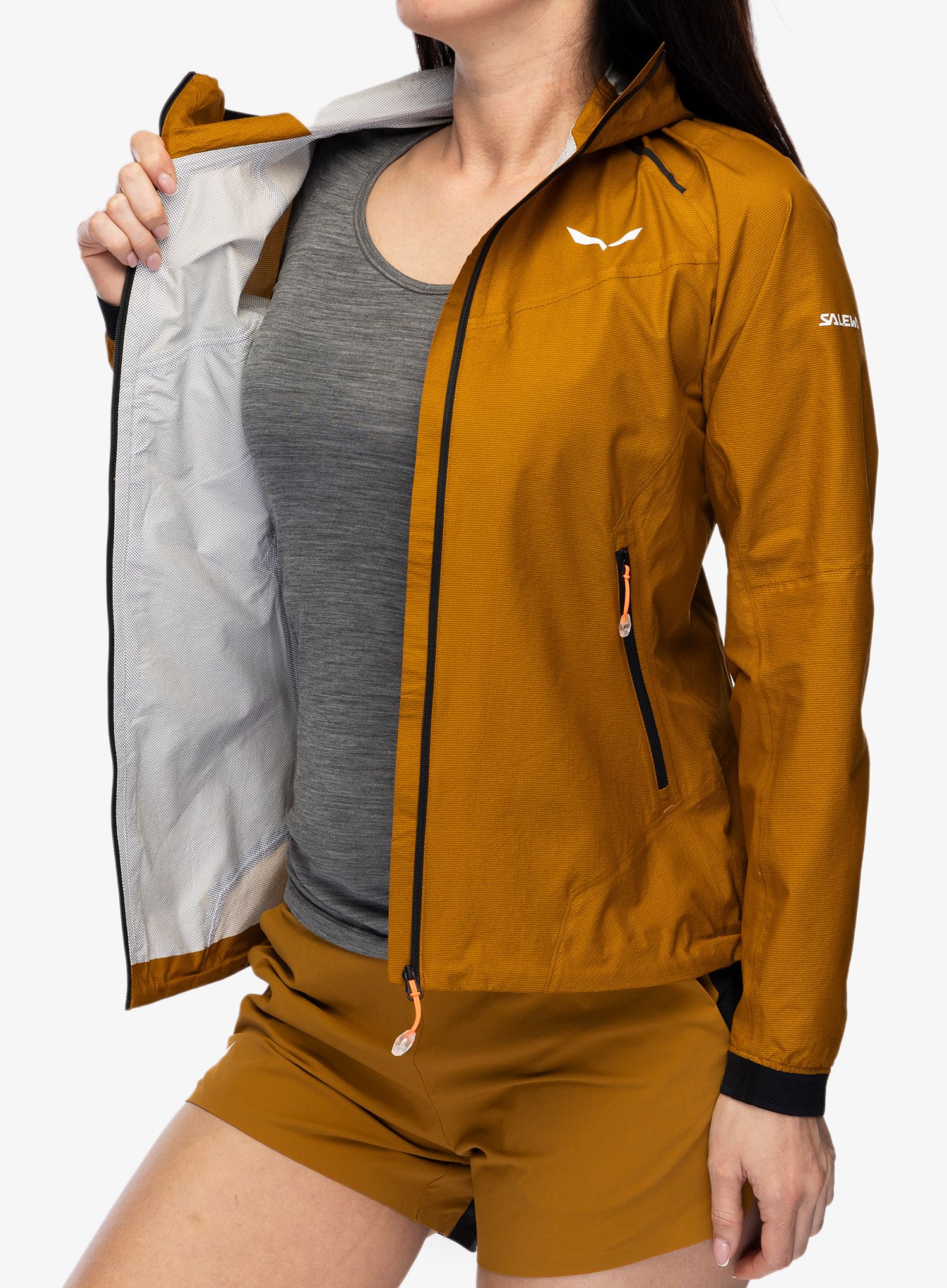 Dámská nepromokavá bunda s membránou Salewa Pedroc PTX 2,5L Light Jacket - golden brown