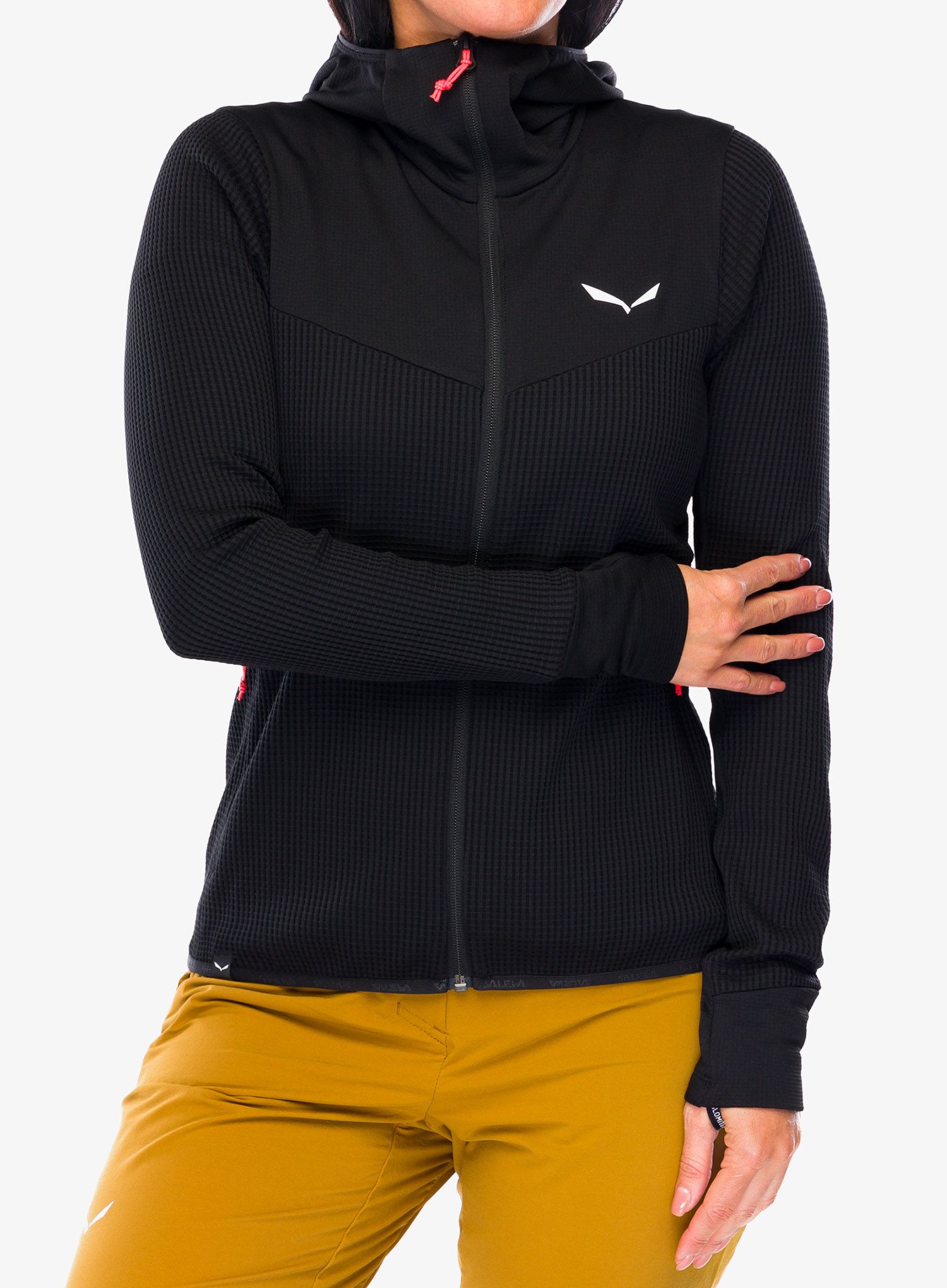 Dámská mikina Salewa Puez Waffle Hyb PL HD Jacket - black out