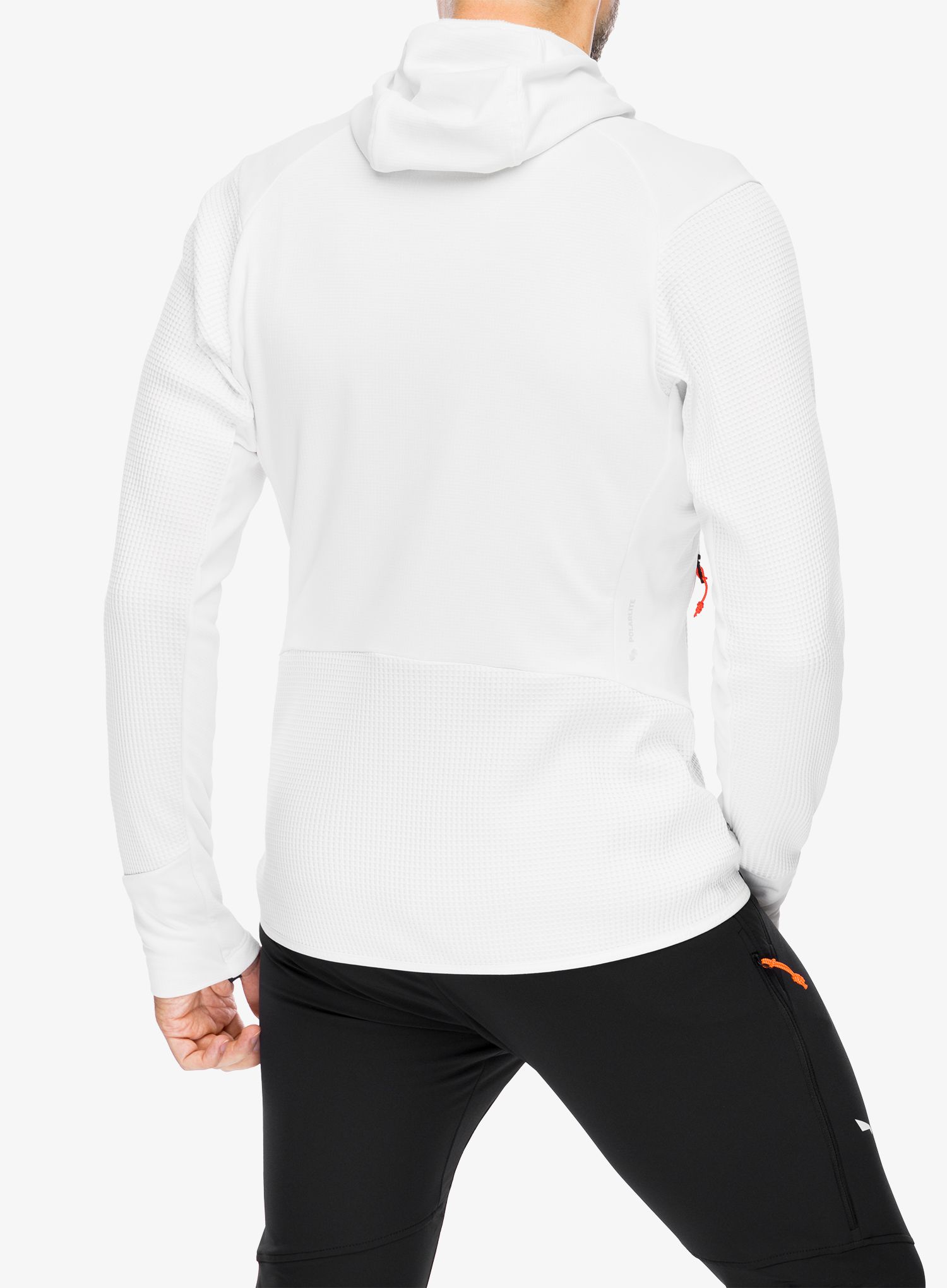 Mikina s kapucí Salewa Puez Waffle Hyb PL HD Jacket - white