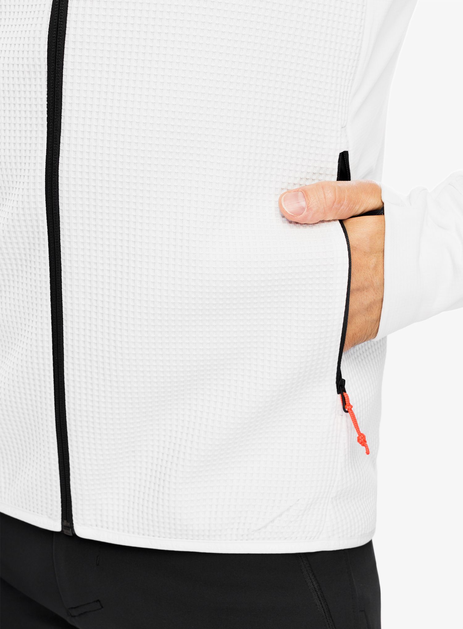 Mikina s kapucí Salewa Puez Waffle Hyb PL HD Jacket - white