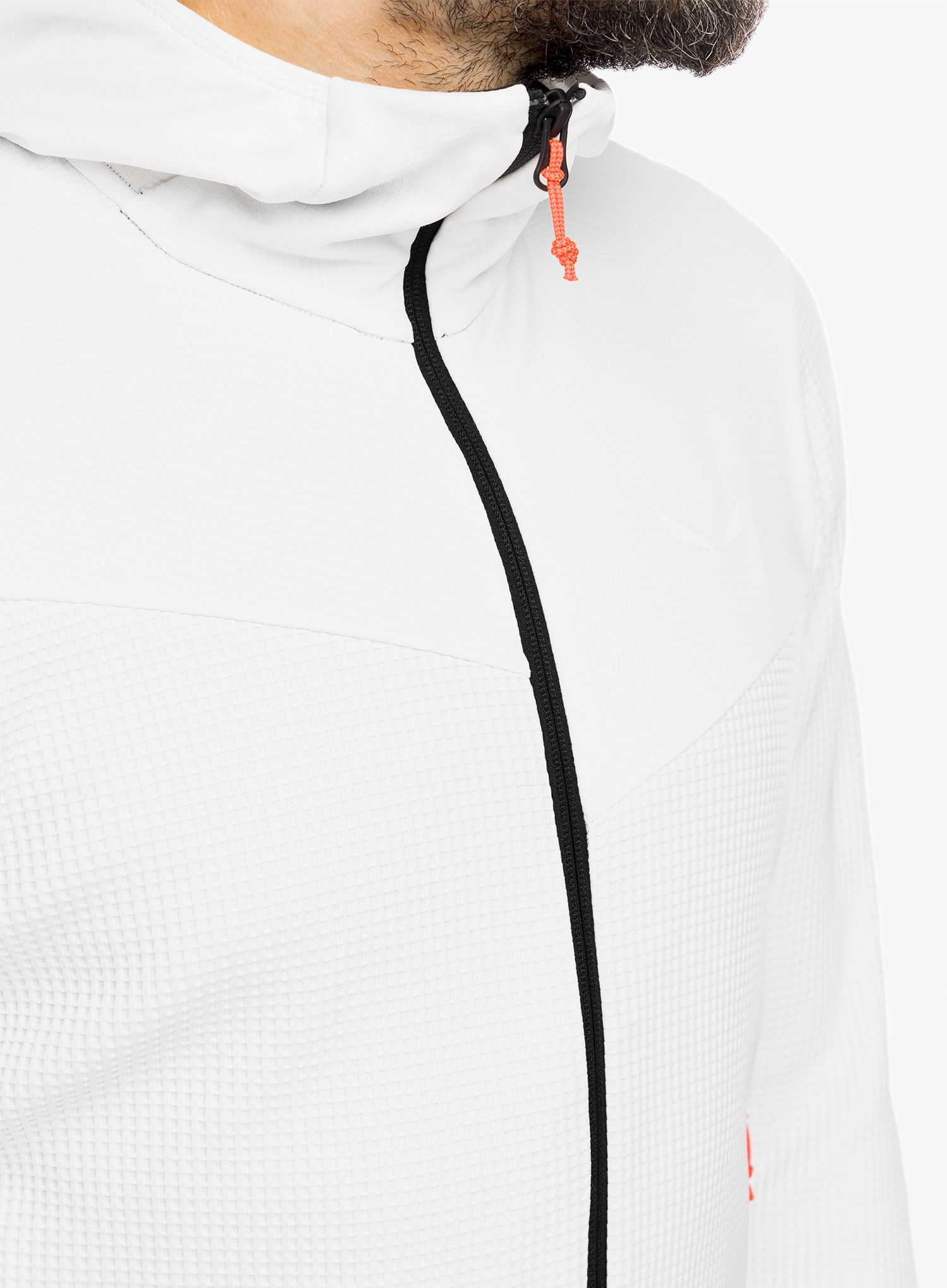Mikina s kapucí Salewa Puez Waffle Hyb PL HD Jacket - white