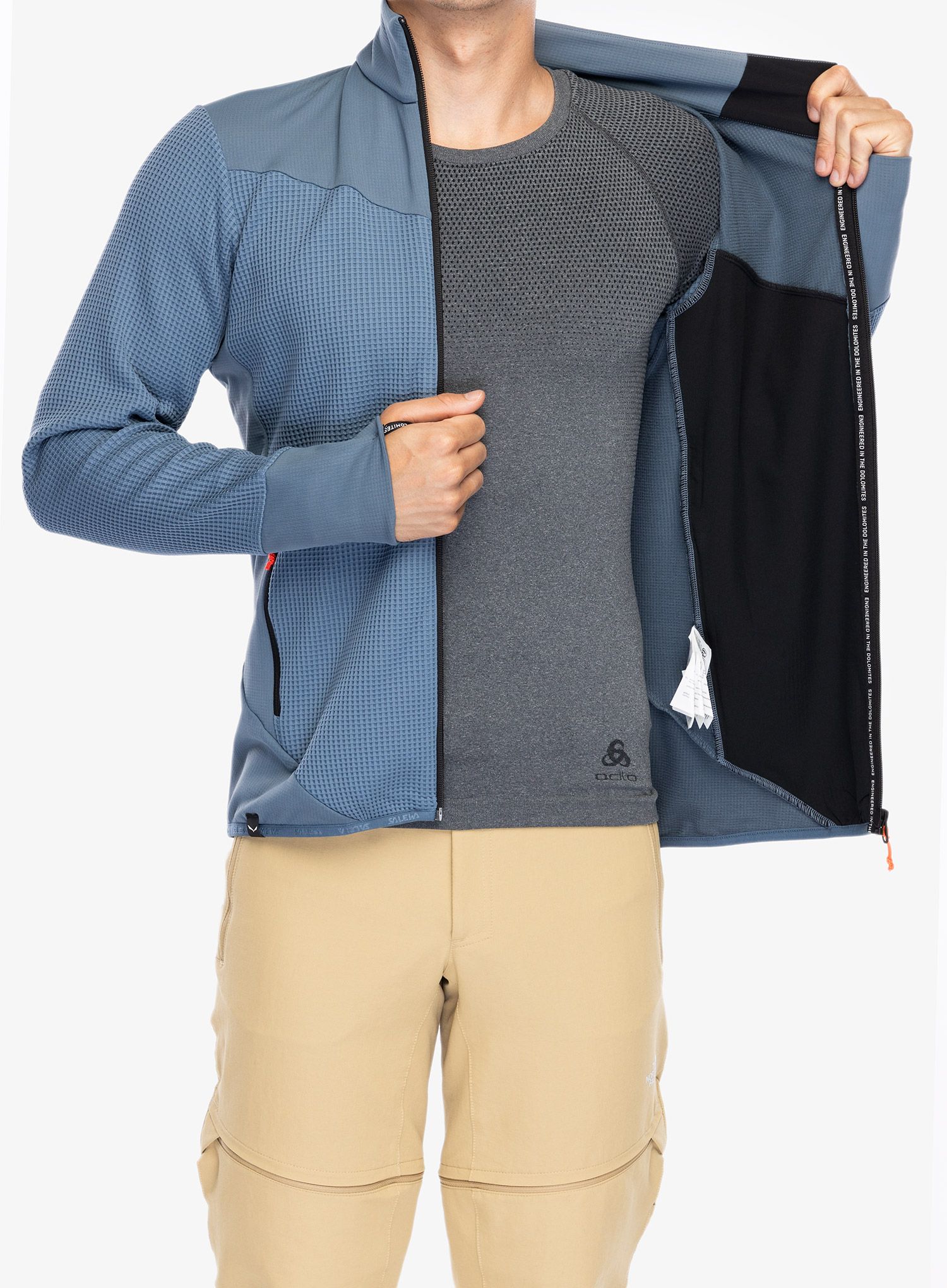 Rozepínací mikina Salewa Puez Waffle Hyb PL Jacket  - java blue