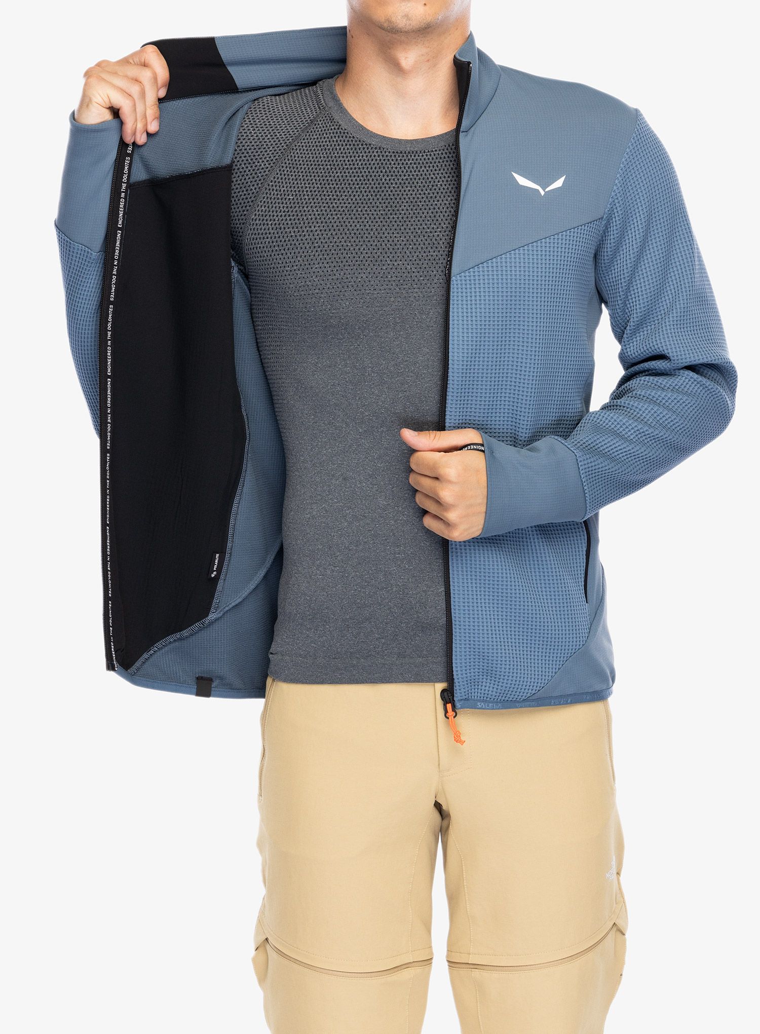 Rozepínací mikina Salewa Puez Waffle Hyb PL Jacket  - java blue