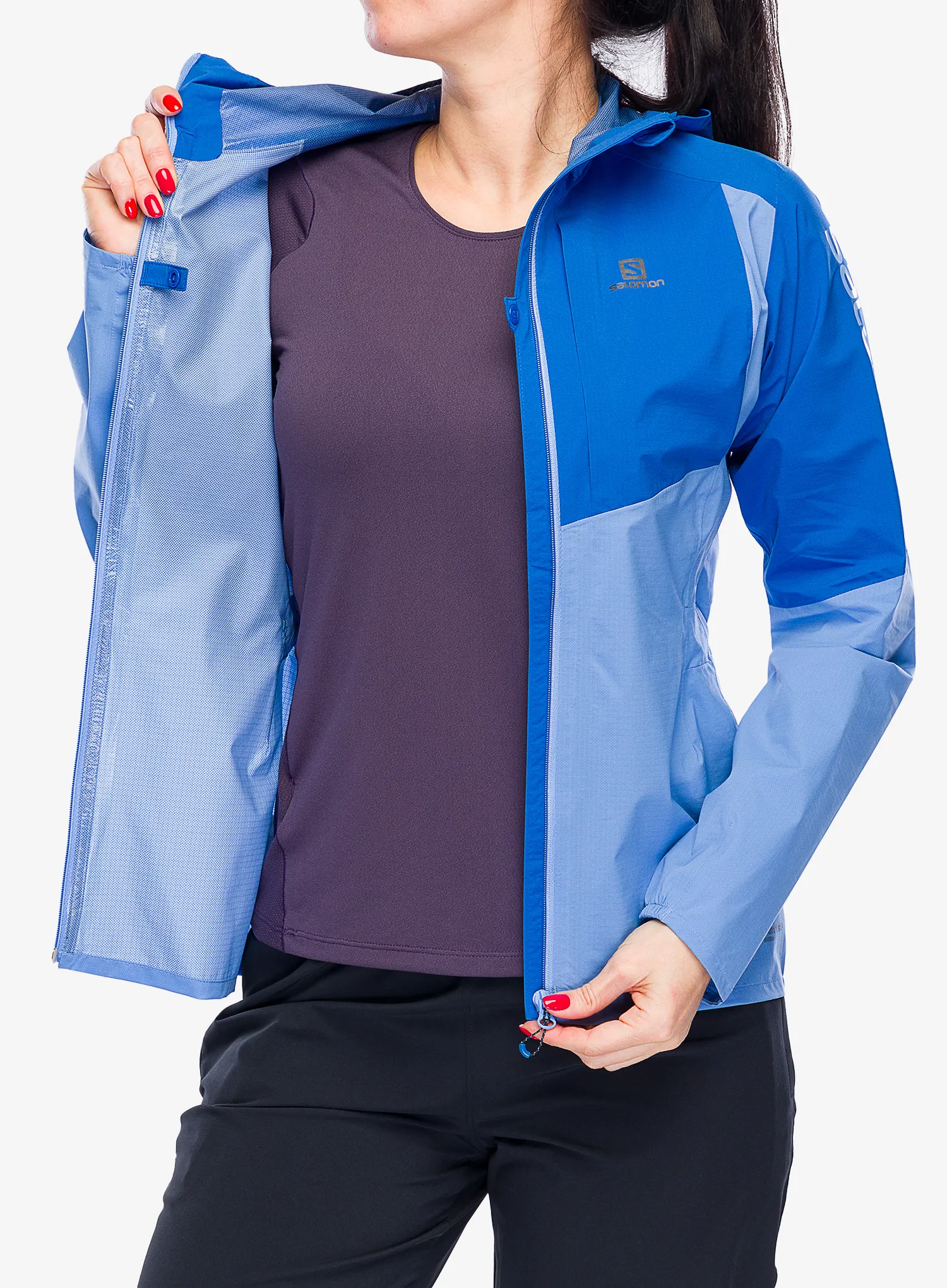 Dámská běžecká bunda Salomon Bonatti Trail Jacket - prov./n. blue