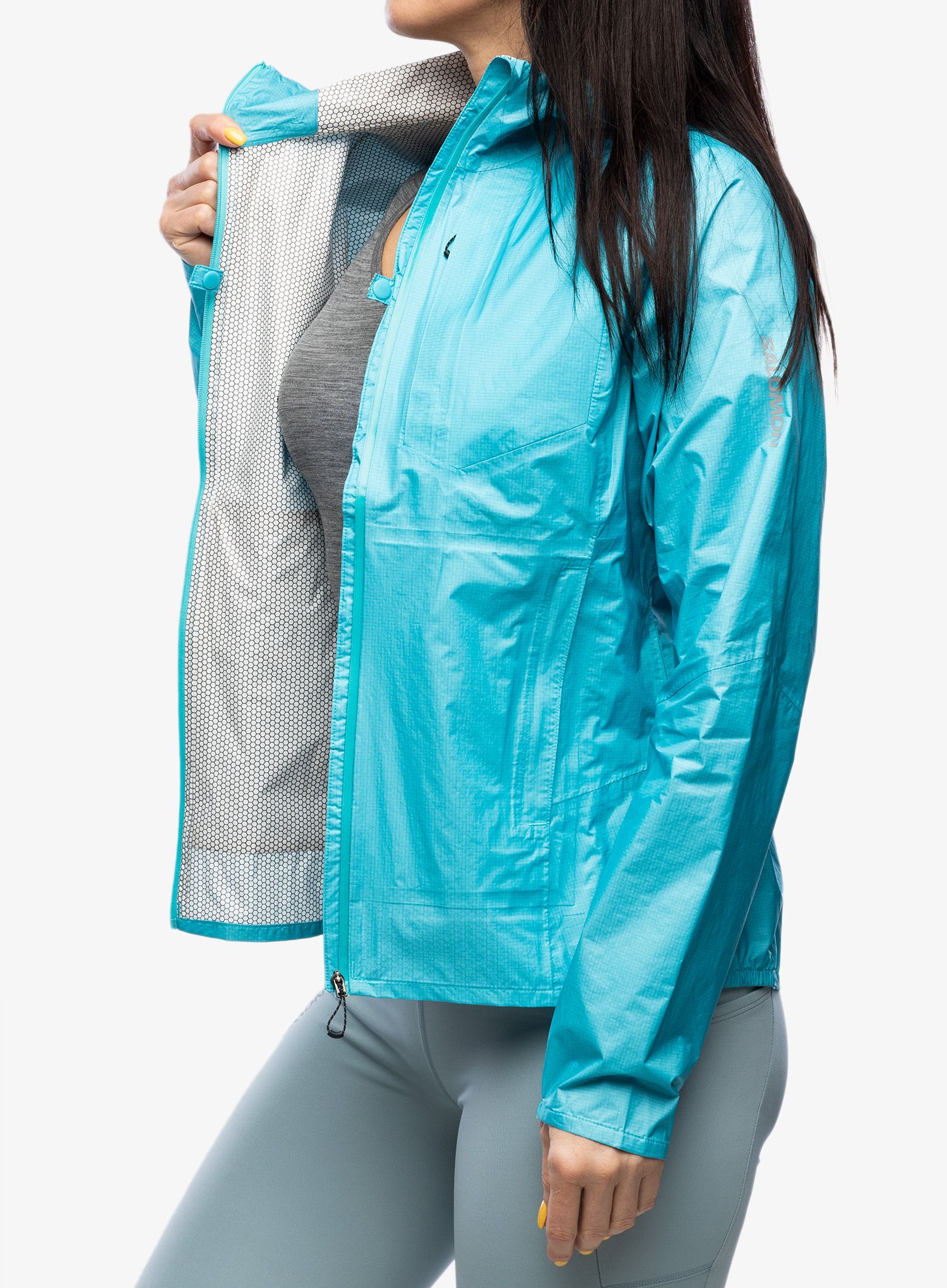 Bunda na běhání dámská Salomon Bonatti WP Jacket - peacock blue