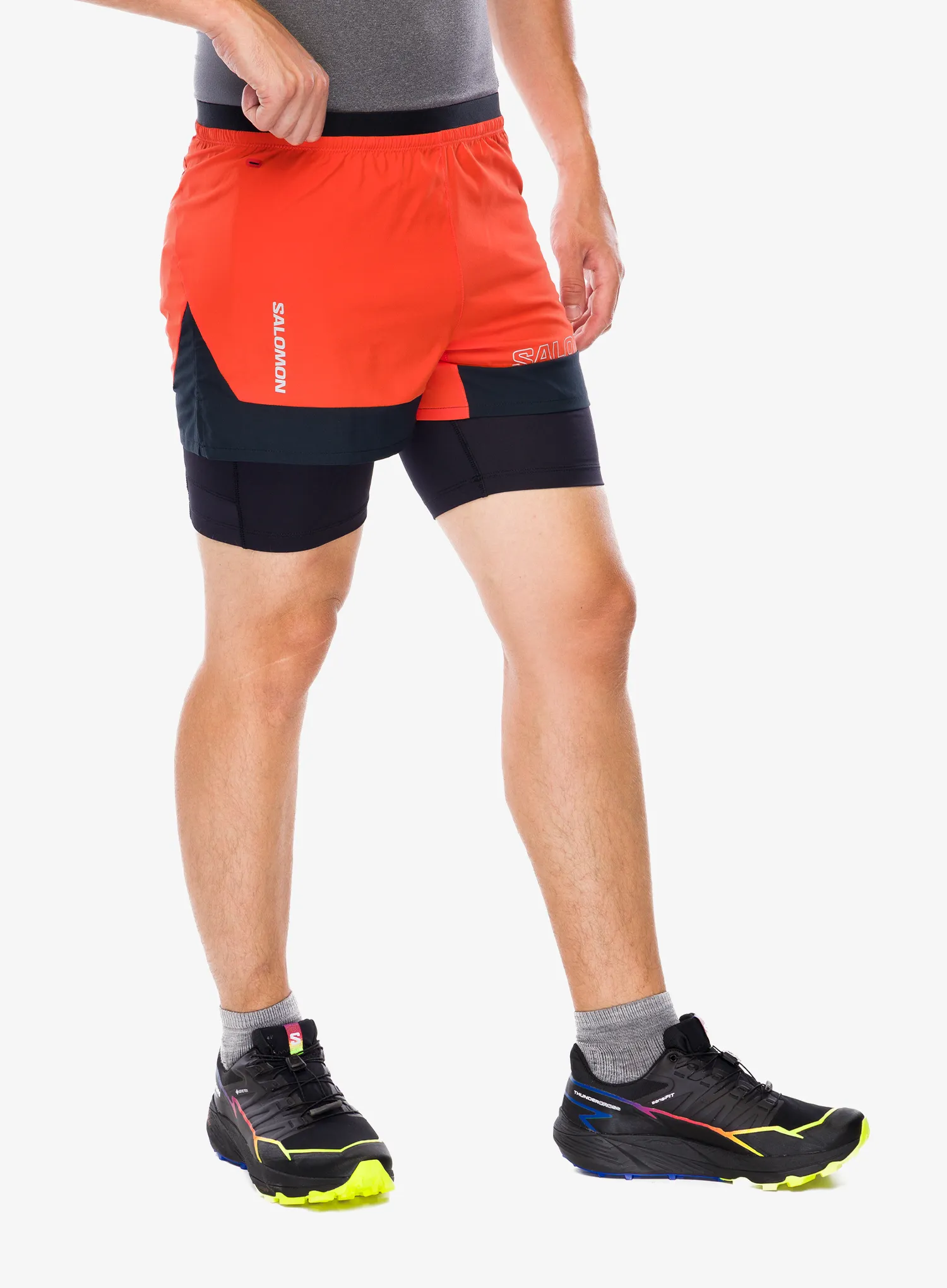 Běžecké kraťasy Salomon Cross 2in1 Shorts - tomato/deep black