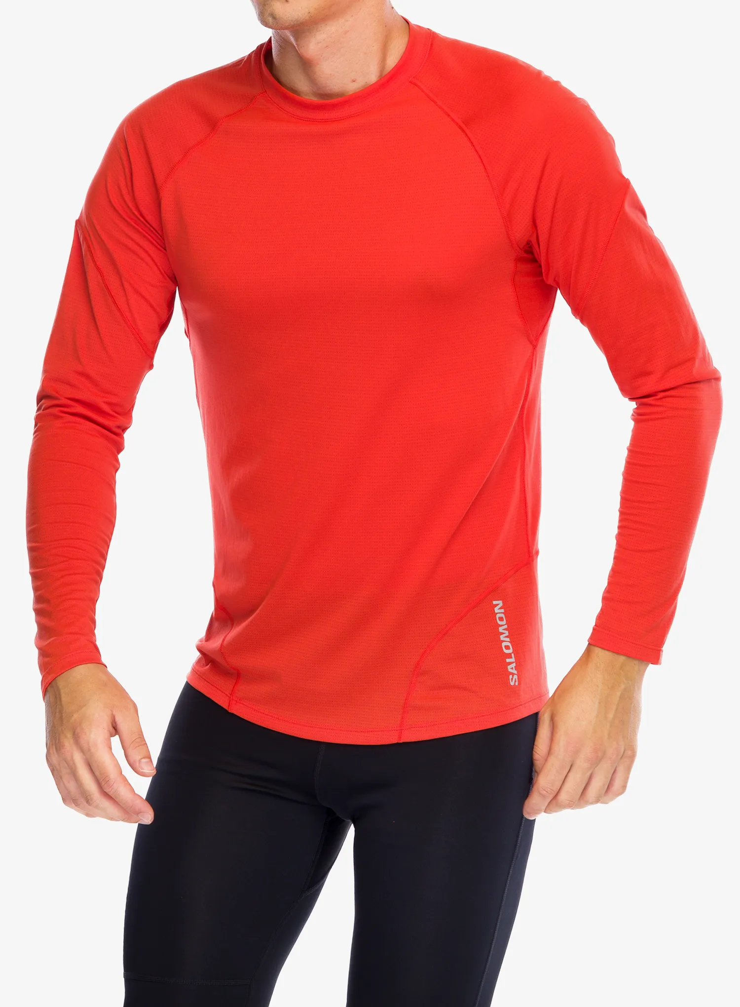 Mikina na běhání Salomon Cross Run LS Tee - cherry tomat