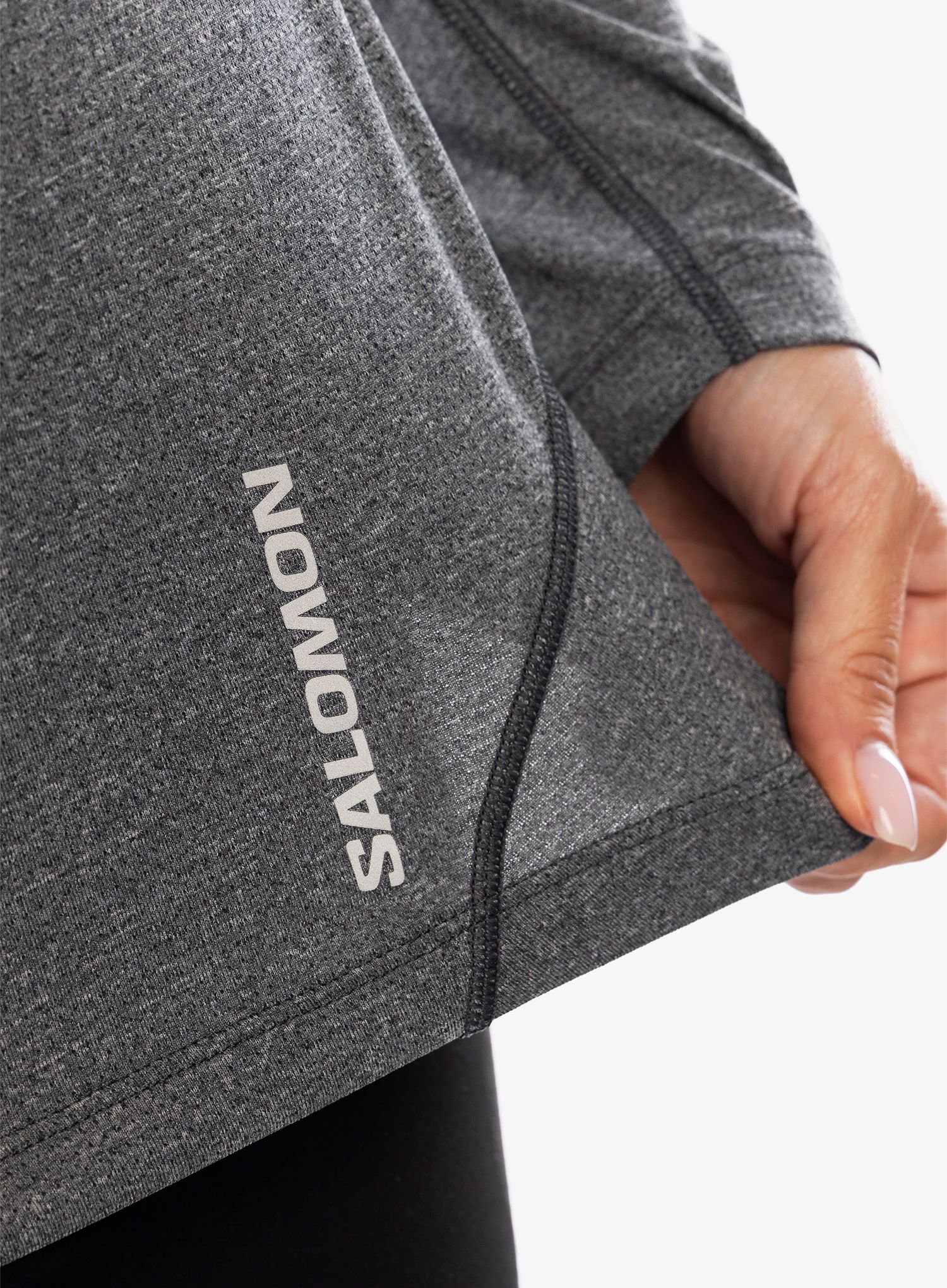 Mikina na běhání dámská Salomon Cross Run L/S Tee - deep black/heather