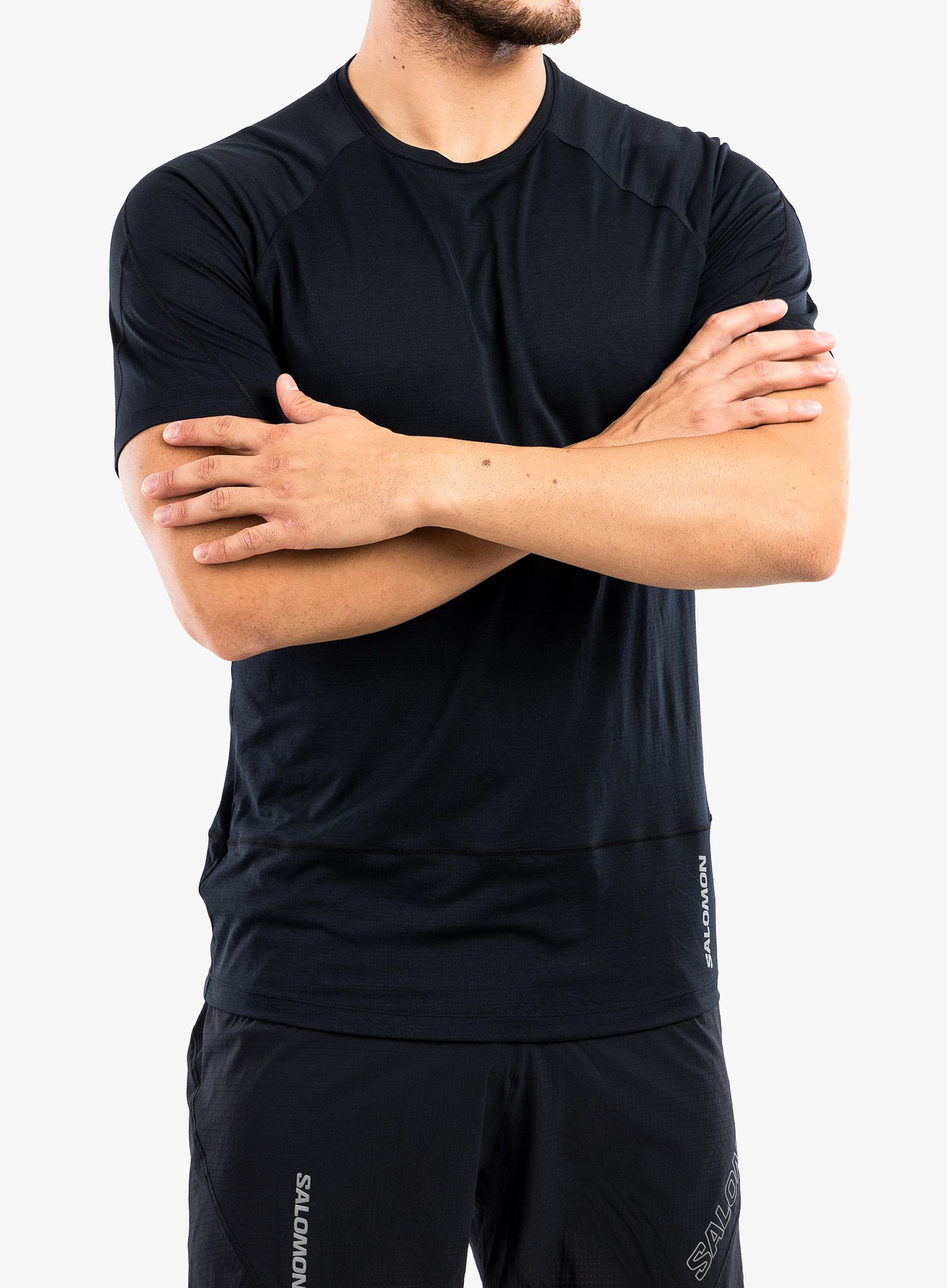 Běžecké triko Salomon Cross Run SS Tee - deep black