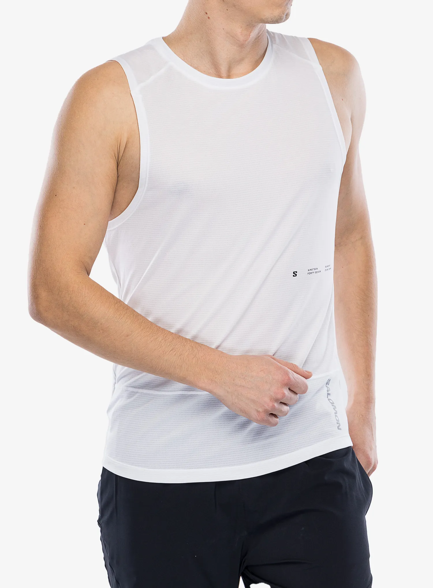 Běžecké tričko Salomon Cross Run Tank GFX - white