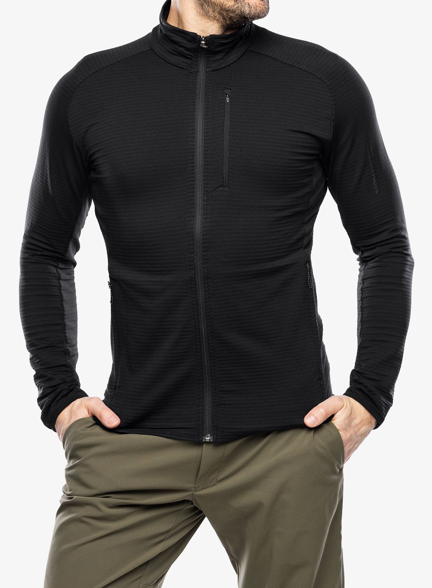 Rozepínací mikina Salomon Essential Ltwarm FZ - deep black