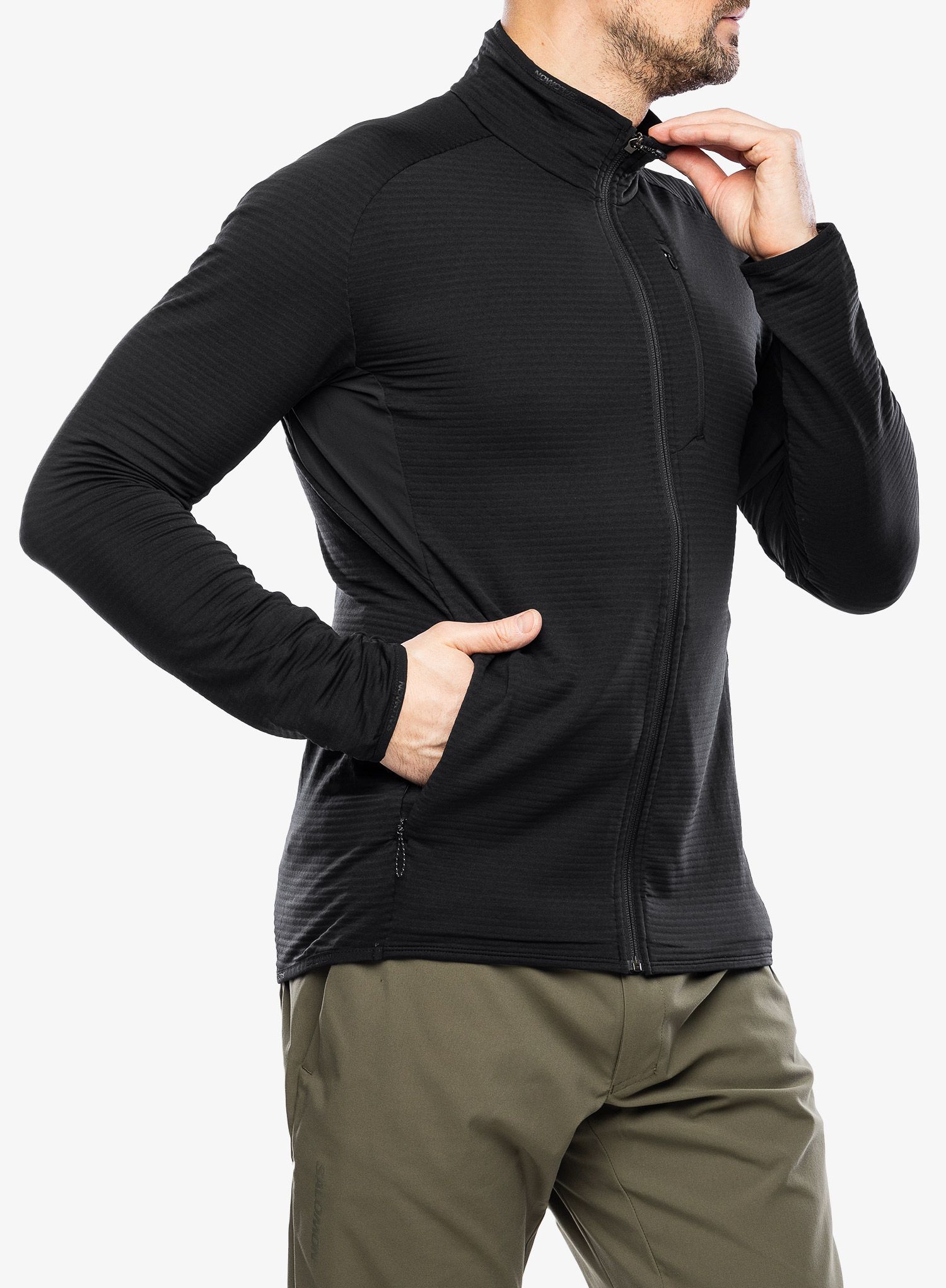 Rozepínací mikina Salomon Essential Ltwarm FZ - deep black