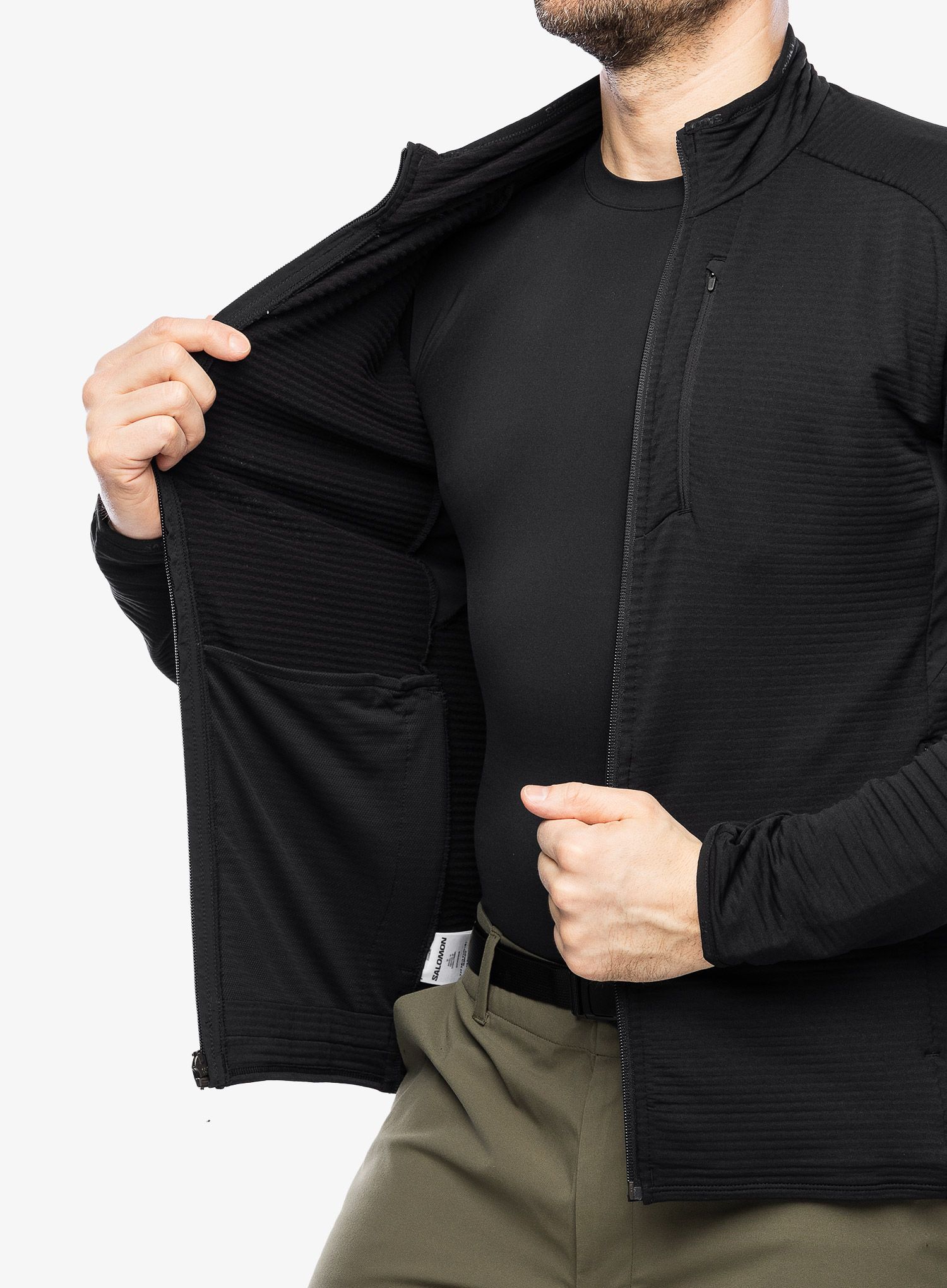 Rozepínací mikina Salomon Essential Ltwarm FZ - deep black