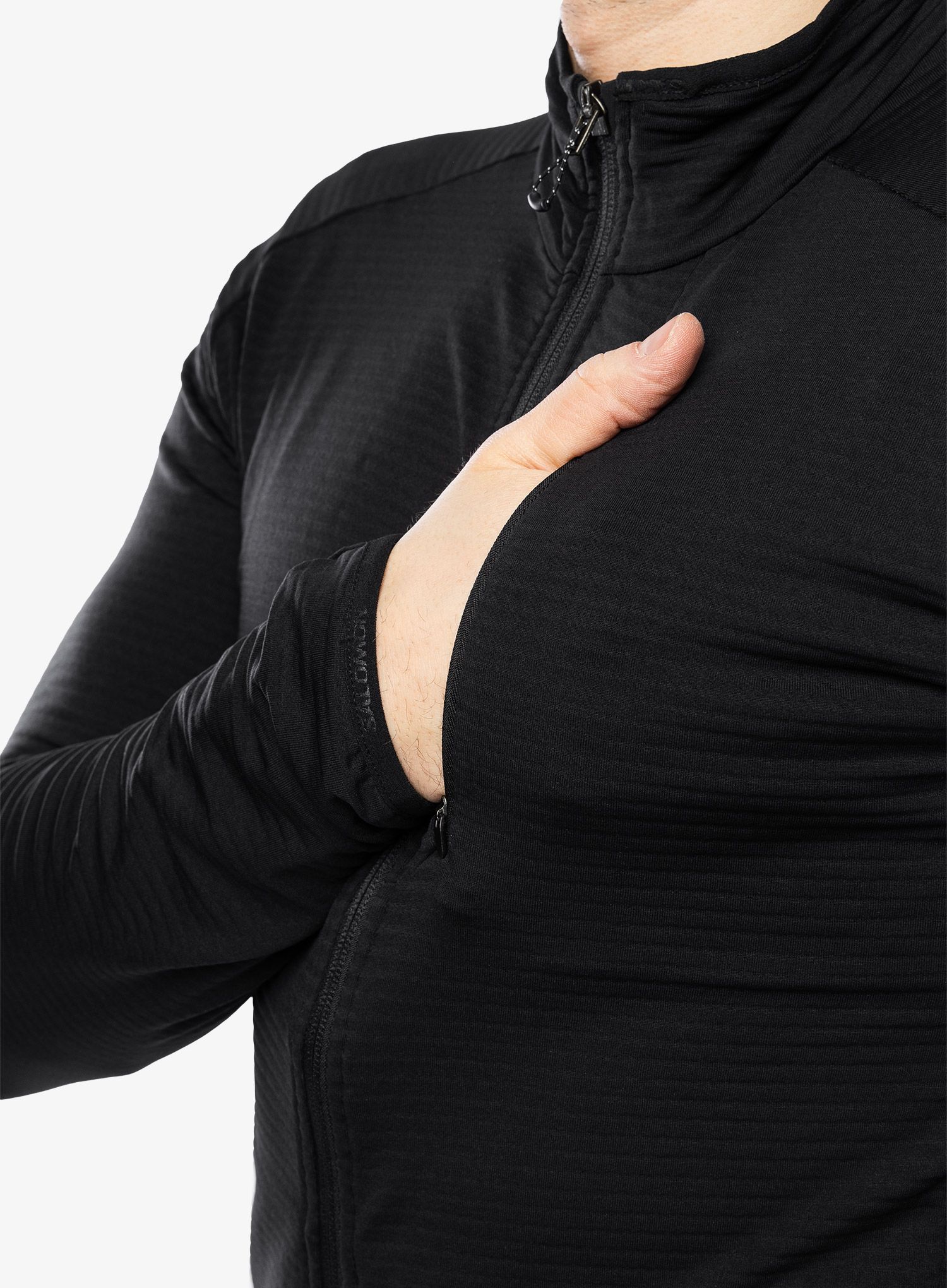 Rozepínací mikina Salomon Essential Ltwarm FZ - deep black