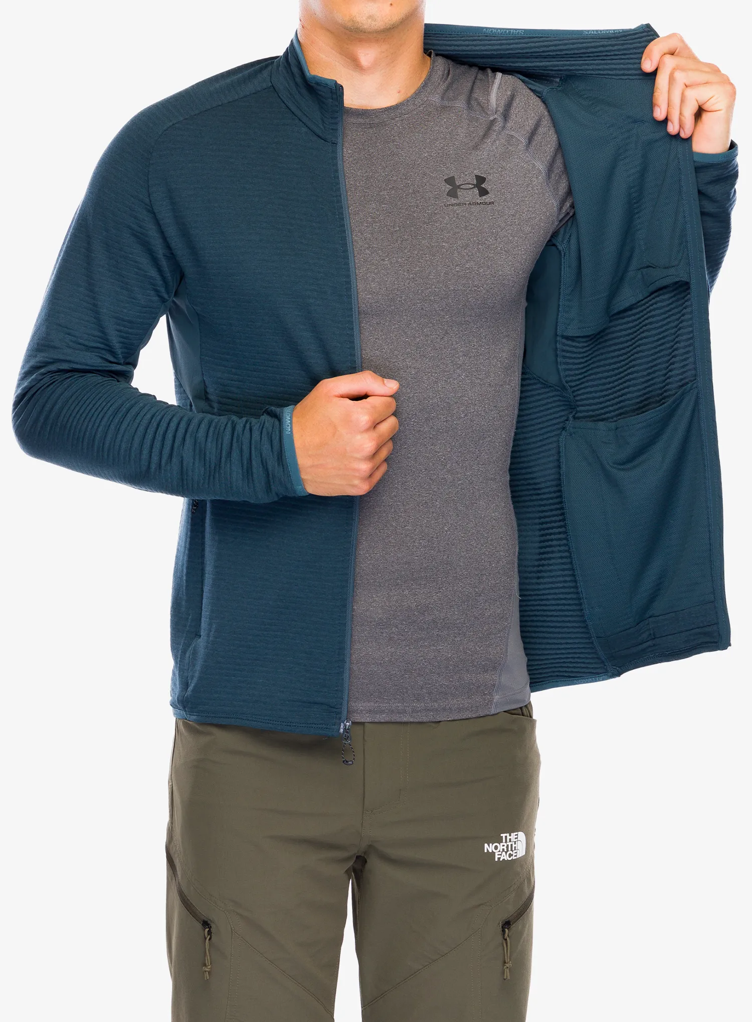 Rozepínací mikina Salomon Essential Ltwarm FZ - midnight navy